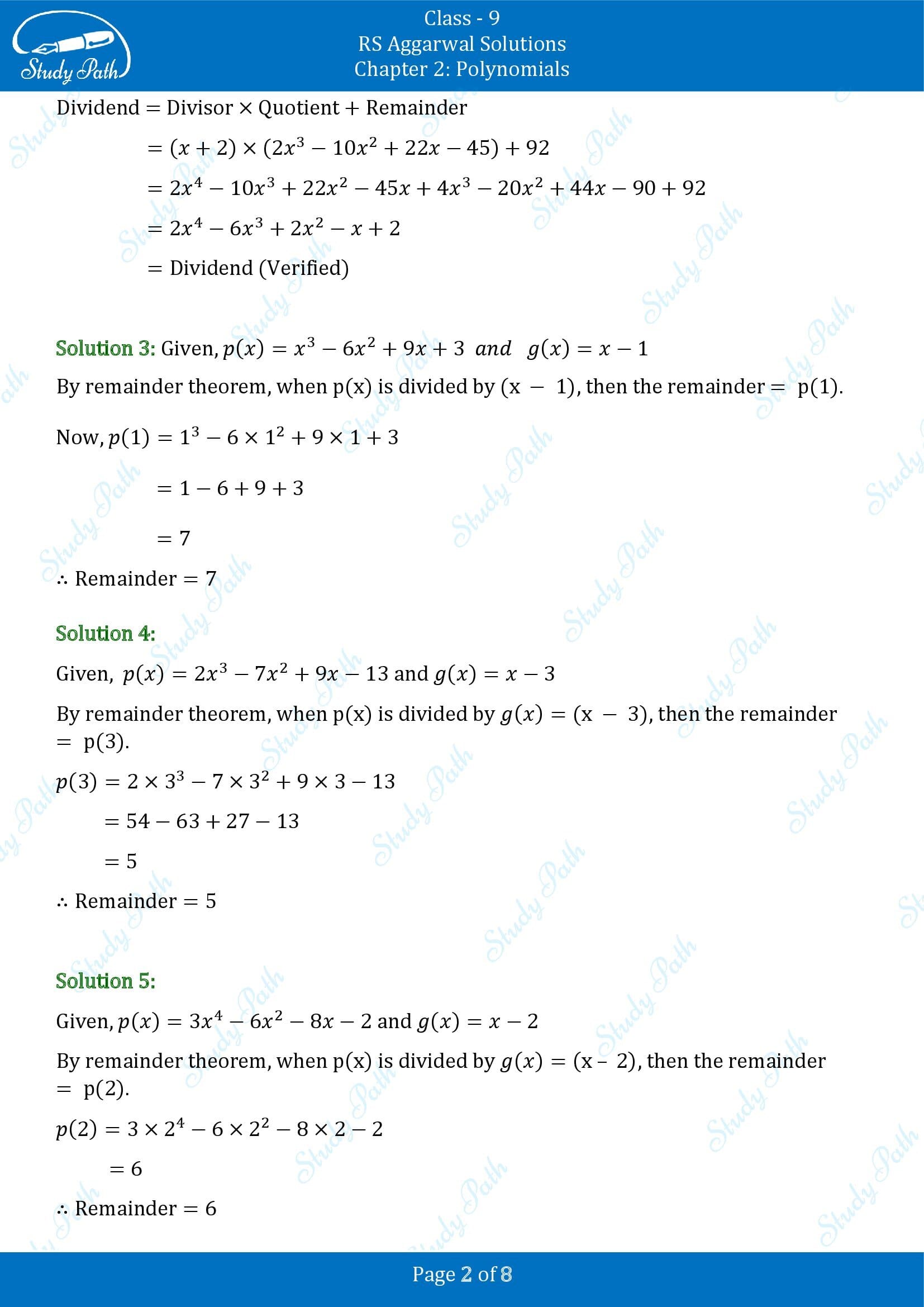 RS Aggarwal Solutions Class 9 Chapter 2 Polynomials Exercise 2C 00002