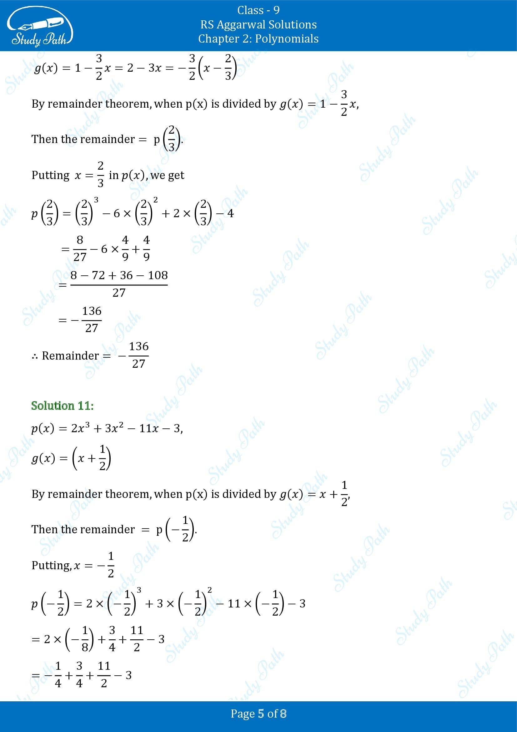 RS Aggarwal Solutions Class 9 Chapter 2 Polynomials Exercise 2C 00005