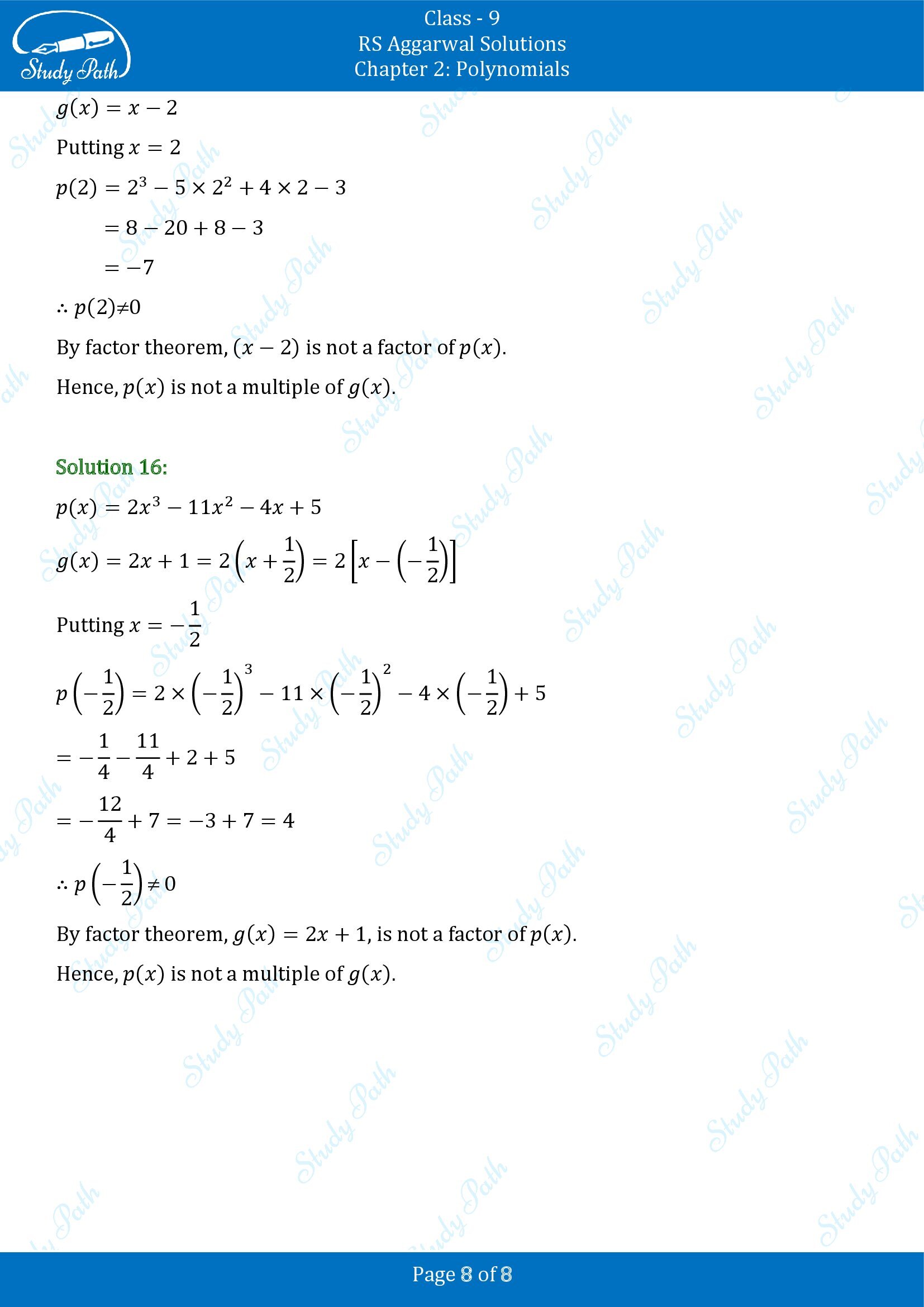 RS Aggarwal Solutions Class 9 Chapter 2 Polynomials Exercise 2C 00008