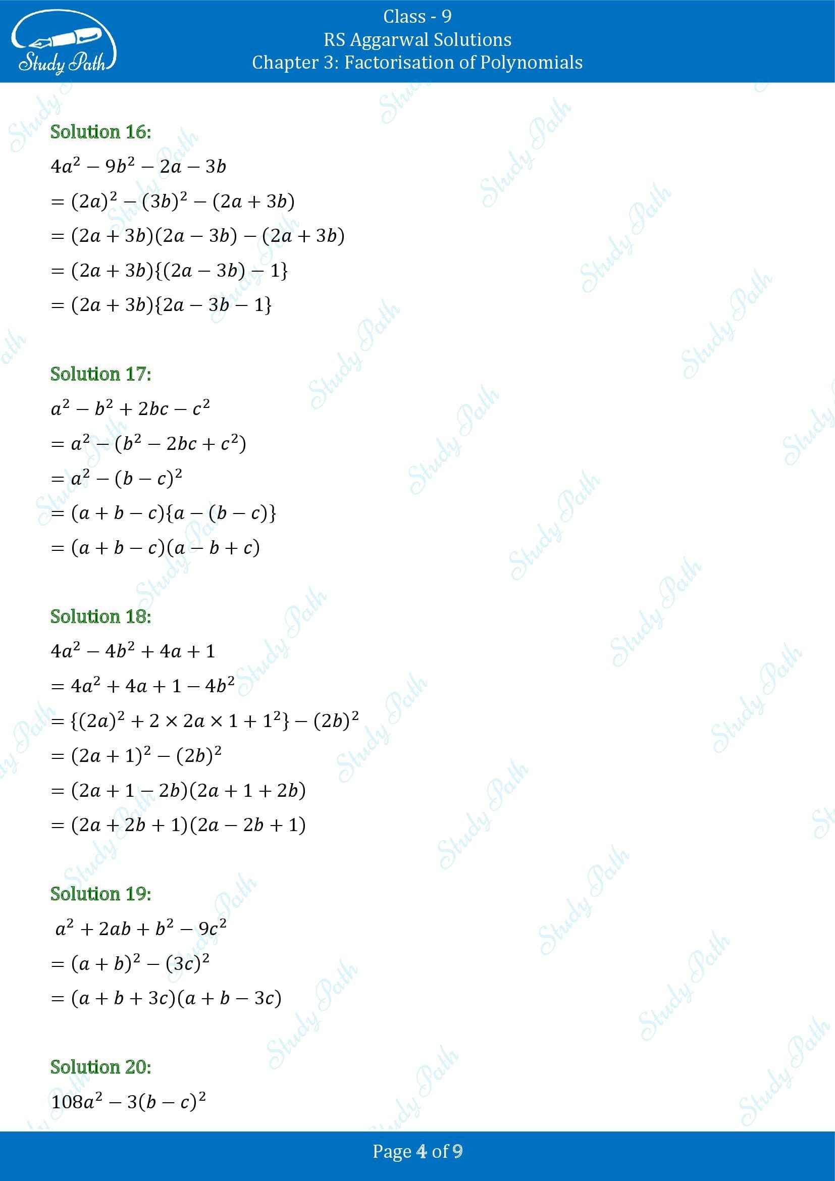 RS Aggarwal Solutions Class 9 Chapter 3 Factorisation of Polynomials Exercise 3B 0004