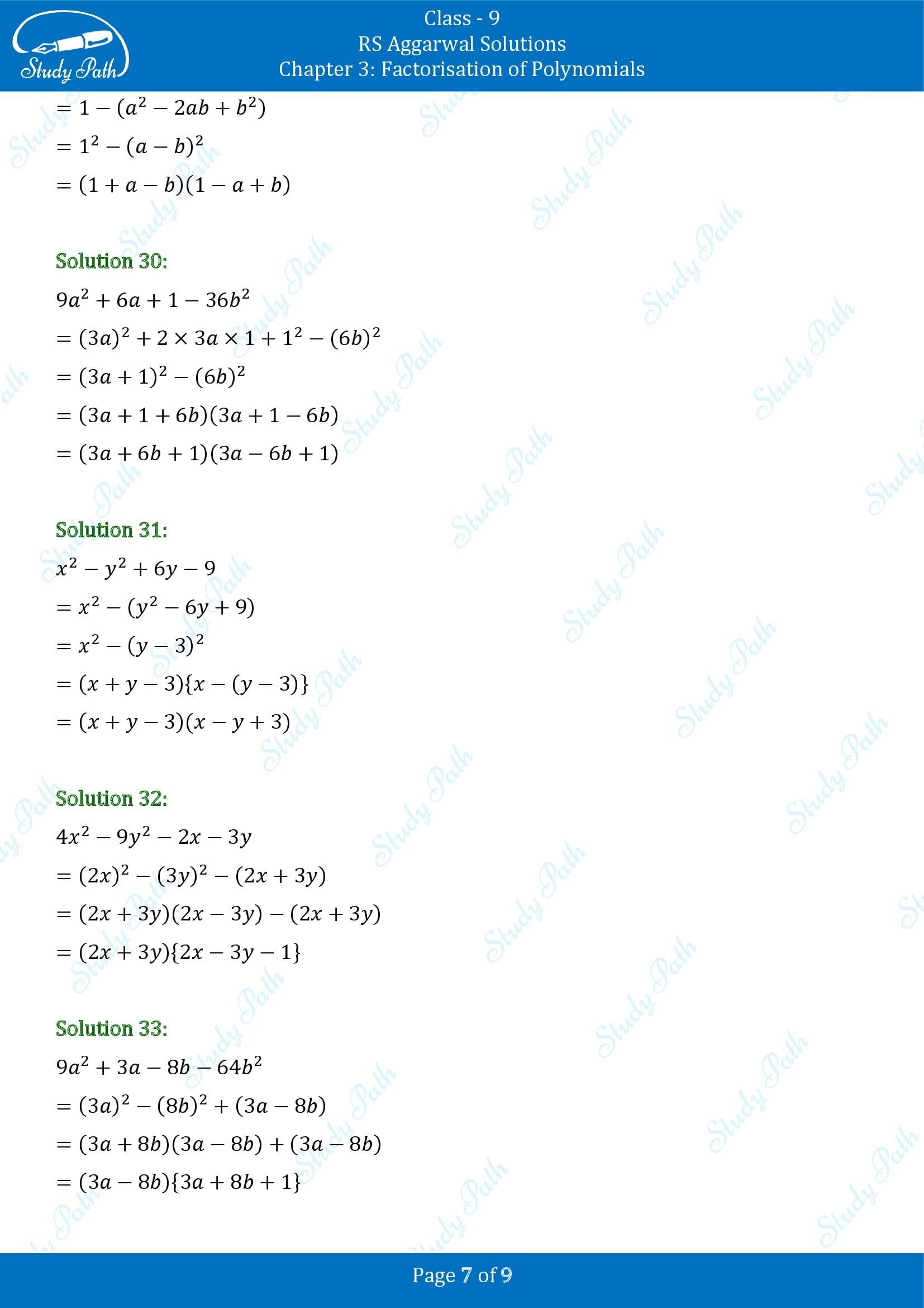 RS Aggarwal Solutions Class 9 Chapter 3 Factorisation of Polynomials Exercise 3B 0007