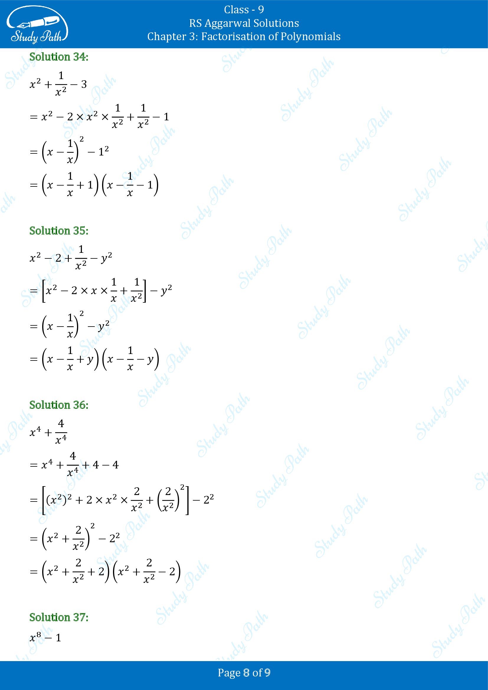 RS Aggarwal Solutions Class 9 Chapter 3 Factorisation of Polynomials Exercise 3B 0008