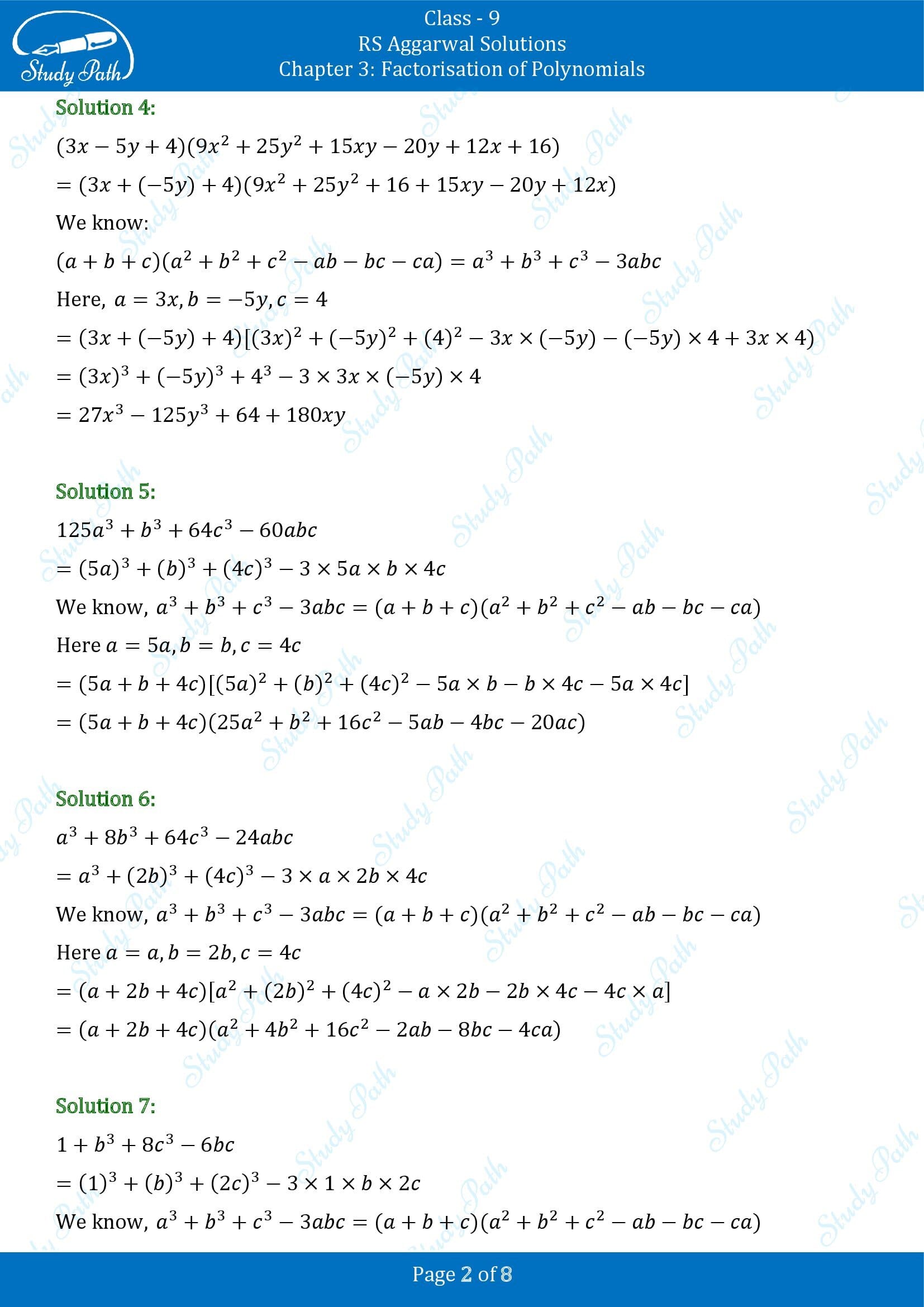 RS Aggarwal Solutions Class 9 Chapter 3 Factorisation of Polynomials Exercise 3G 0002