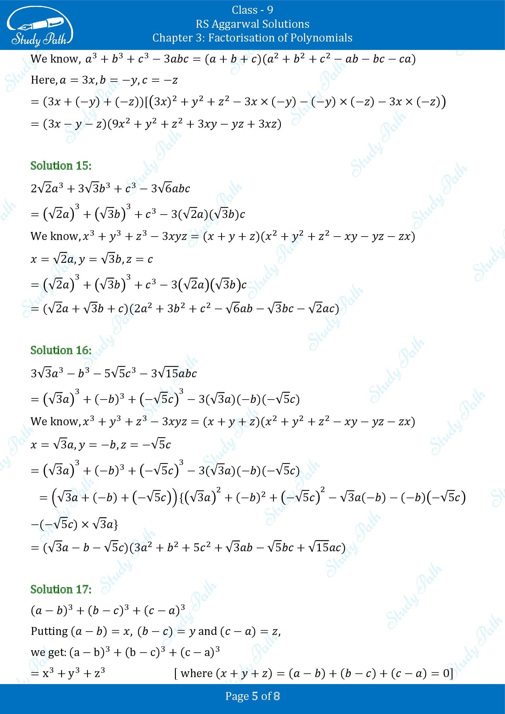 RS Aggarwal Solutions Class 9 Chapter 3 Factorisation of Polynomials Exercise 3G 0005