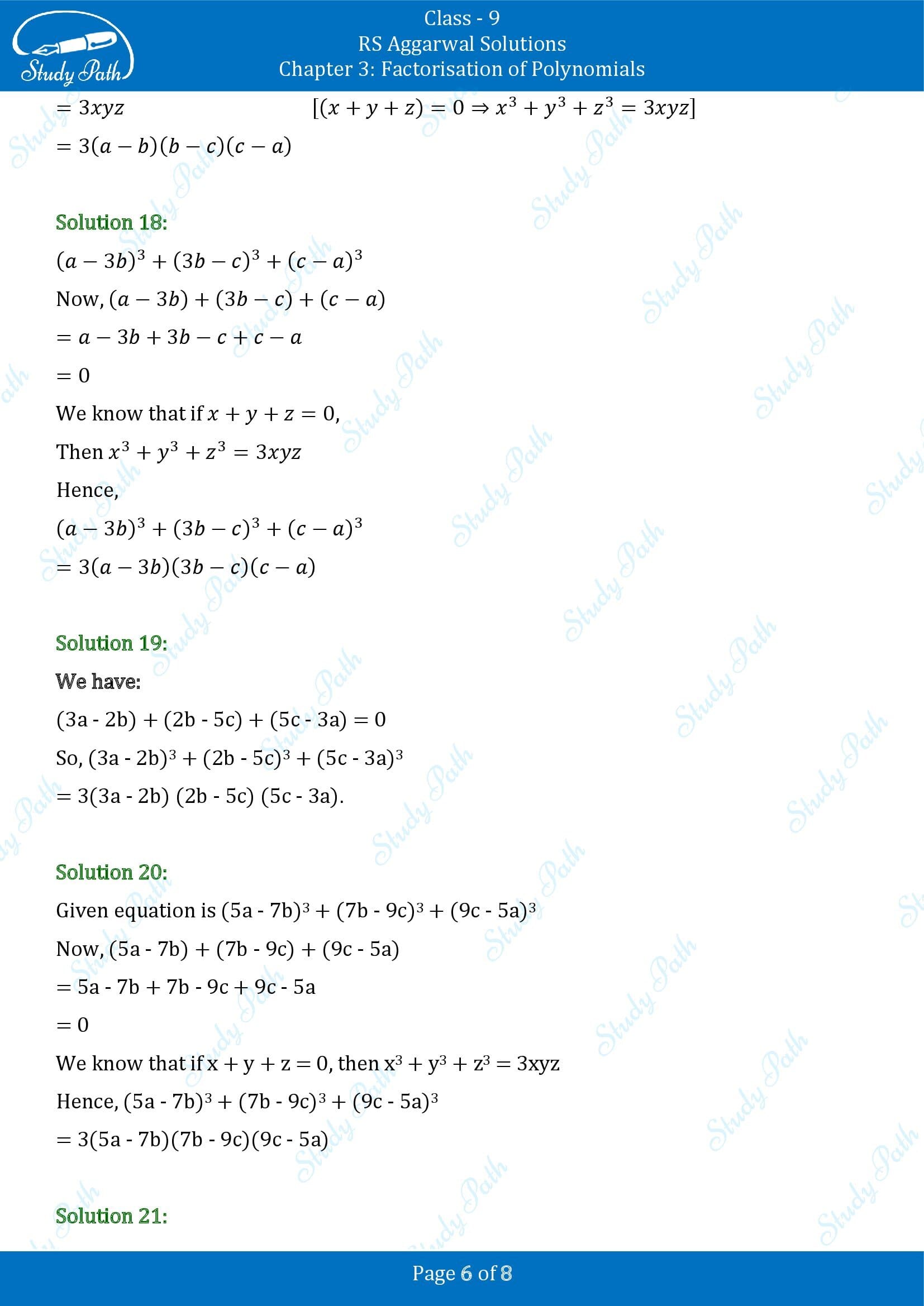 RS Aggarwal Solutions Class 9 Chapter 3 Factorisation of Polynomials Exercise 3G 0006