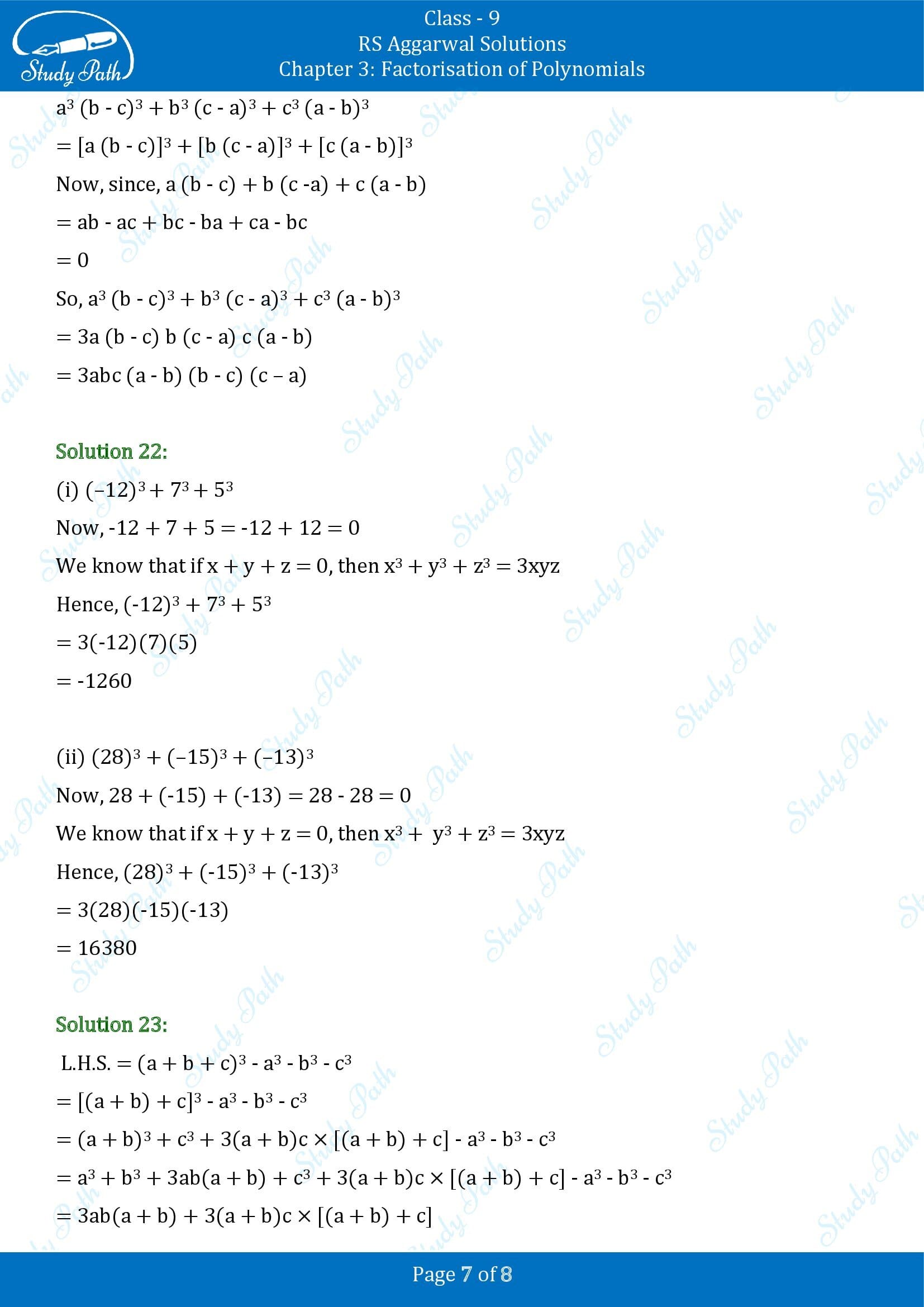 RS Aggarwal Solutions Class 9 Chapter 3 Factorisation of Polynomials Exercise 3G 0007