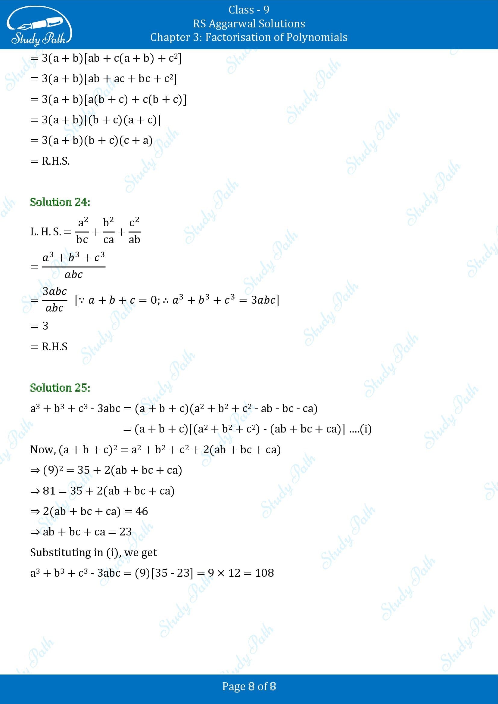 RS Aggarwal Solutions Class 9 Chapter 3 Factorisation of Polynomials Exercise 3G 0008