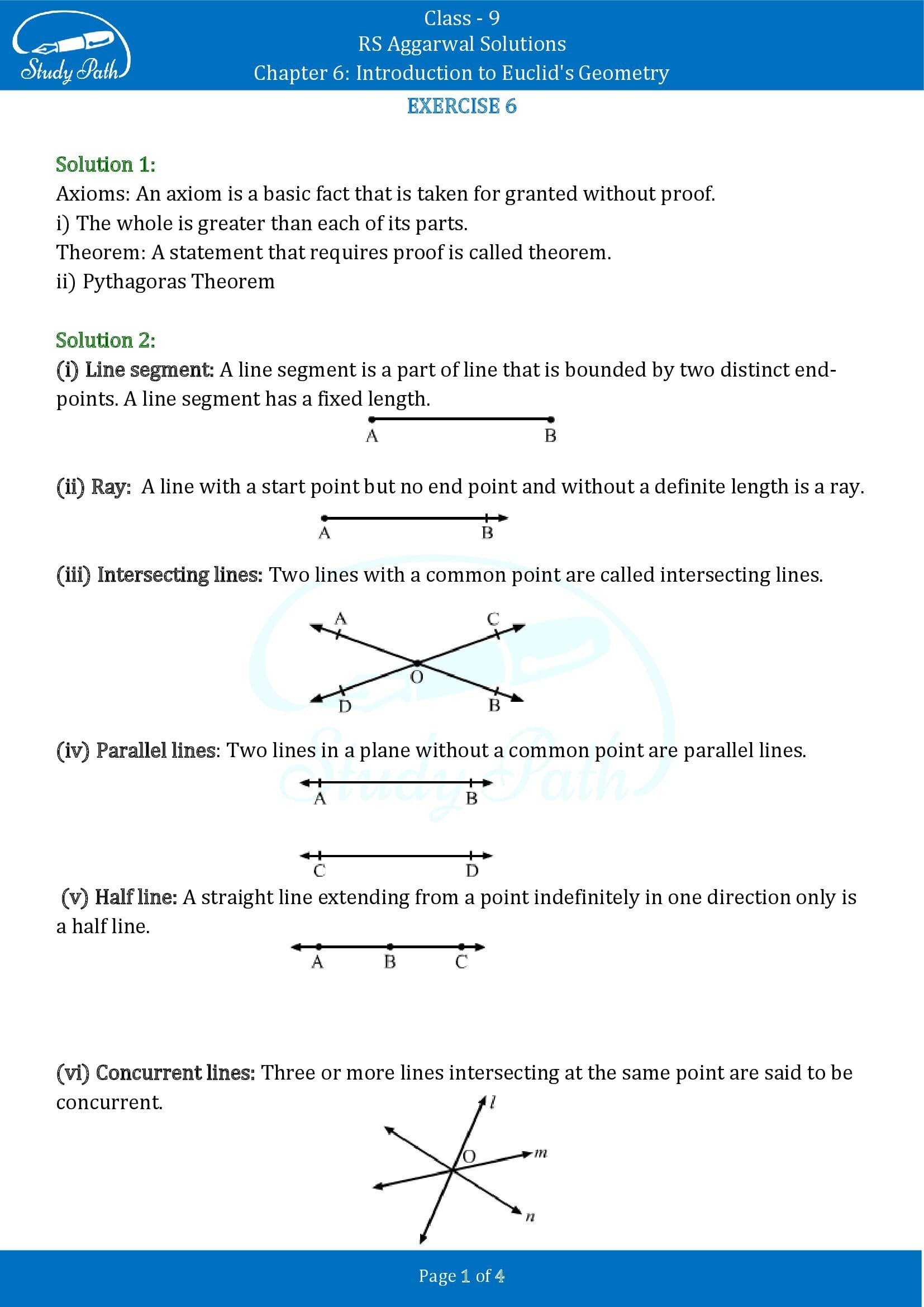 RS Aggarwal Solutions Class 9 Chapter 6 Introduction to Euclids Geometry Exercise 6 00001