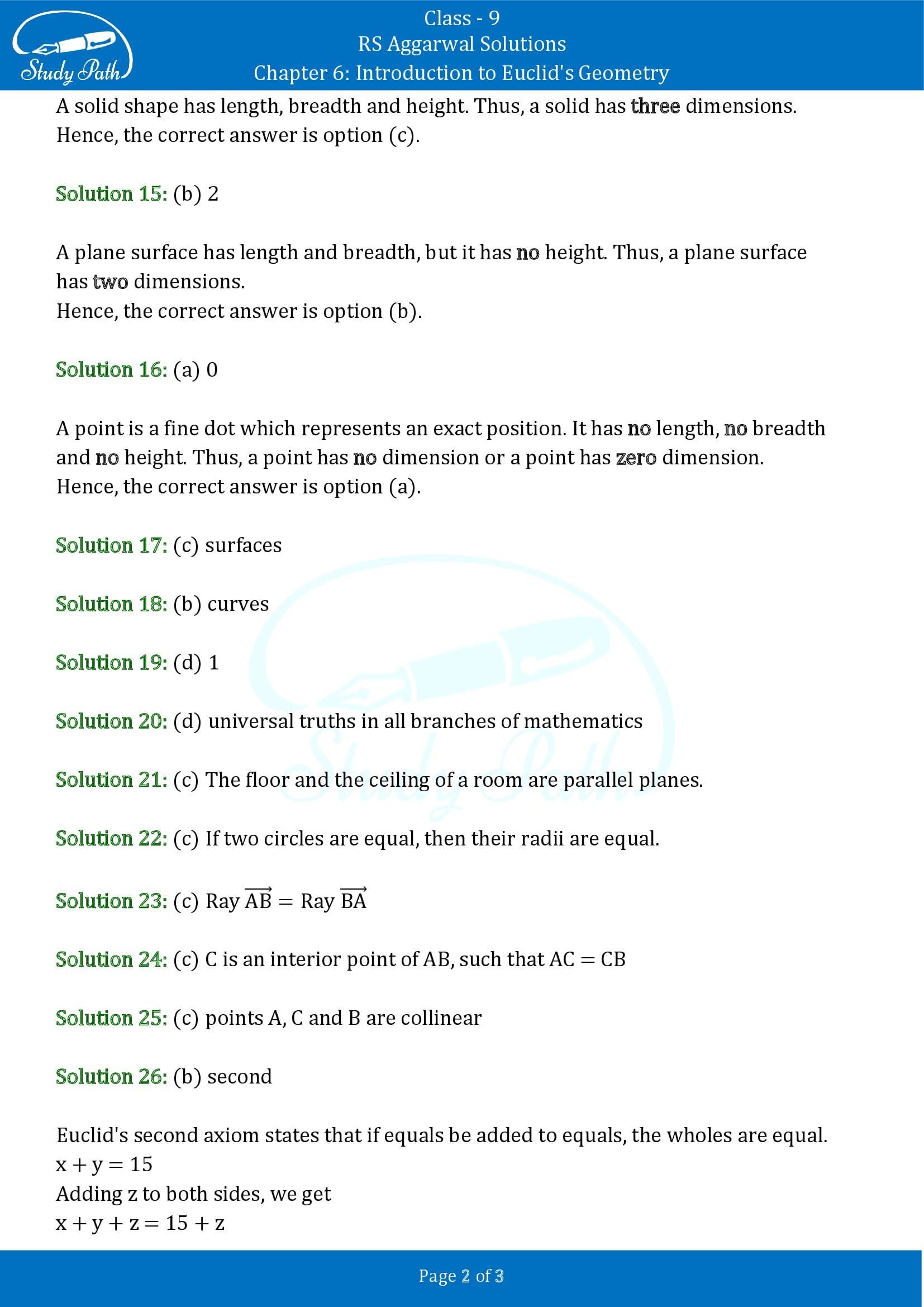 RS Aggarwal Solutions Class 9 Chapter 6 Introduction to Euclids Geometry Multiple Choice Questions MCQs 00002