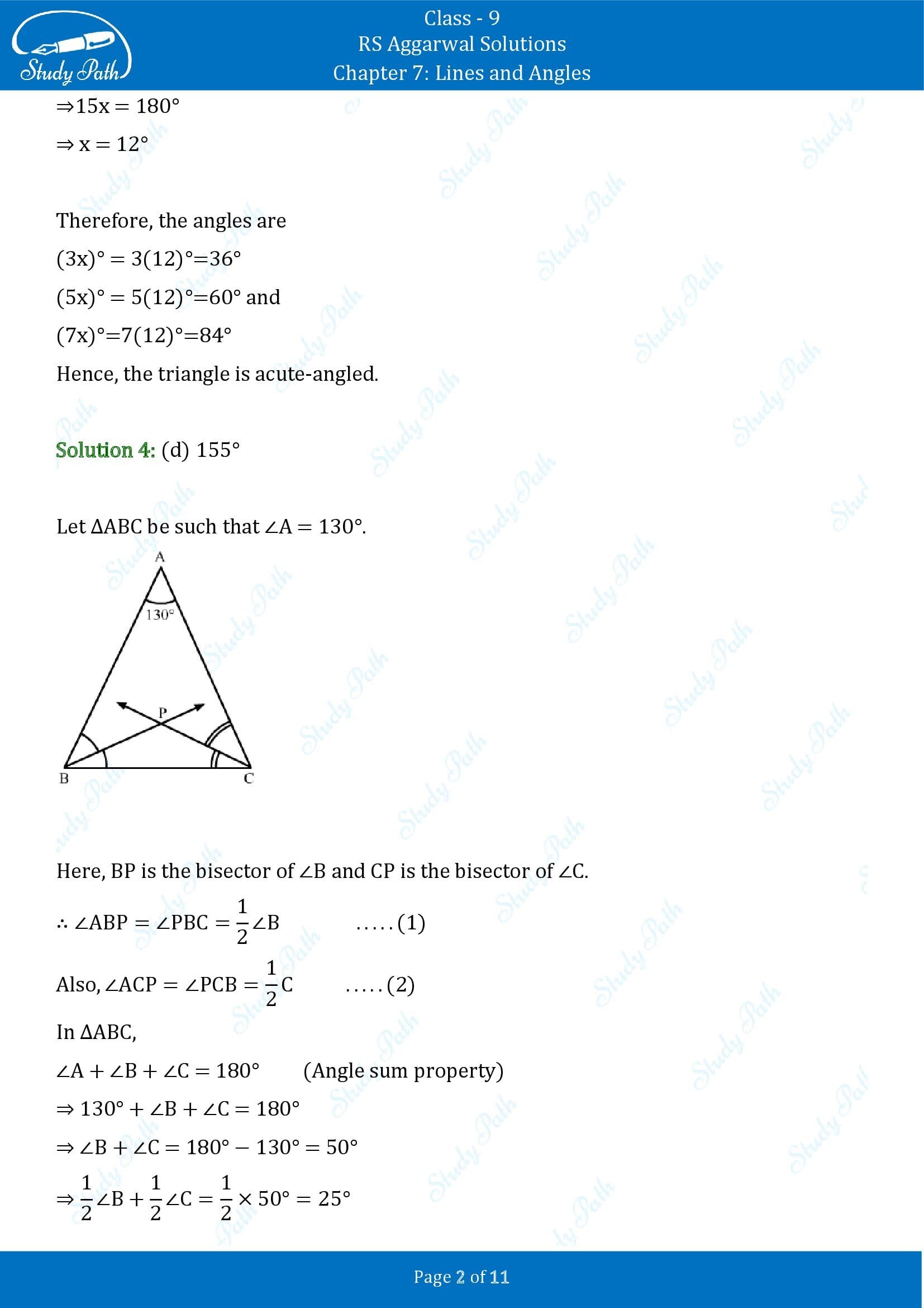 RS Aggarwal Solutions Class 9 Chapter 7 Lines and Angles Multiple Choice Questions MCQs 00002