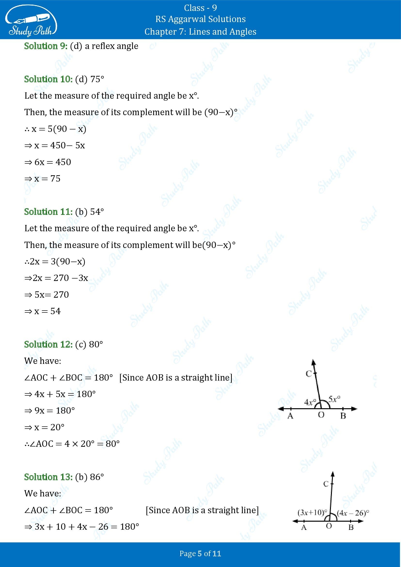 RS Aggarwal Solutions Class 9 Chapter 7 Lines and Angles Multiple Choice Questions MCQs 00005