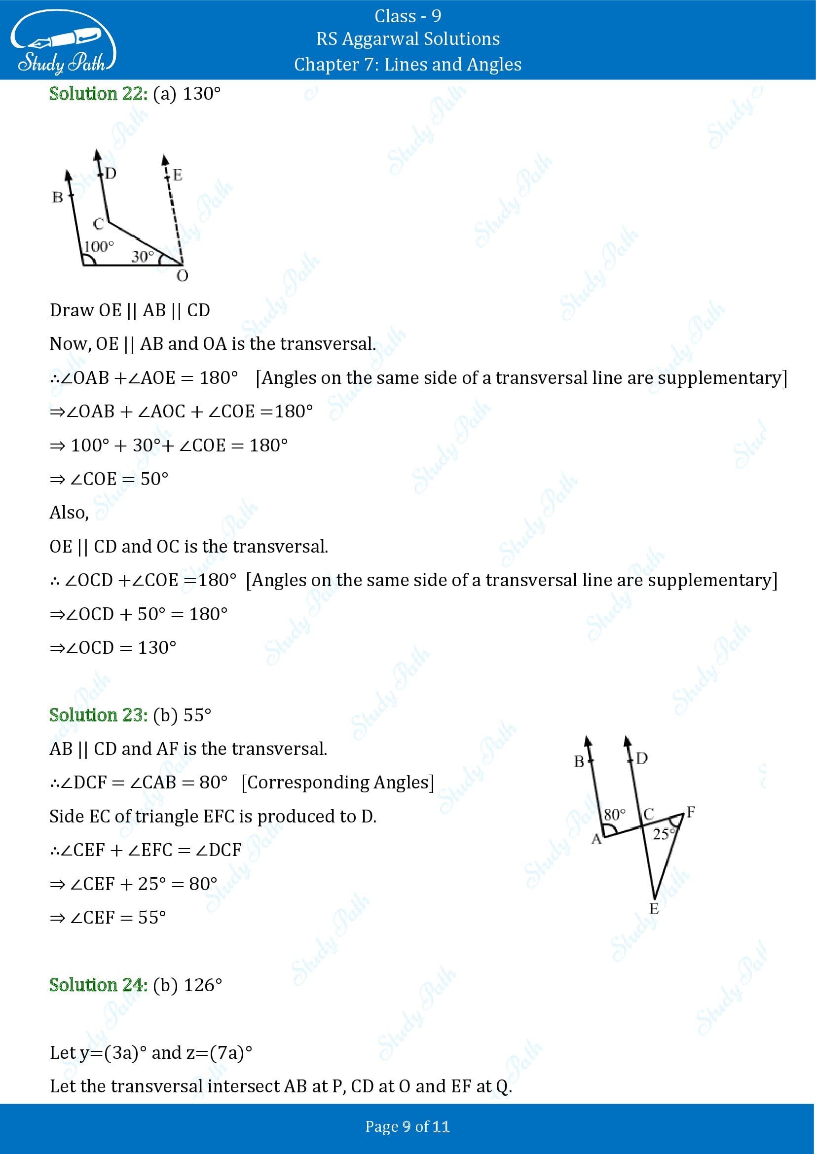 RS Aggarwal Solutions Class 9 Chapter 7 Lines and Angles Multiple Choice Questions MCQs 00009