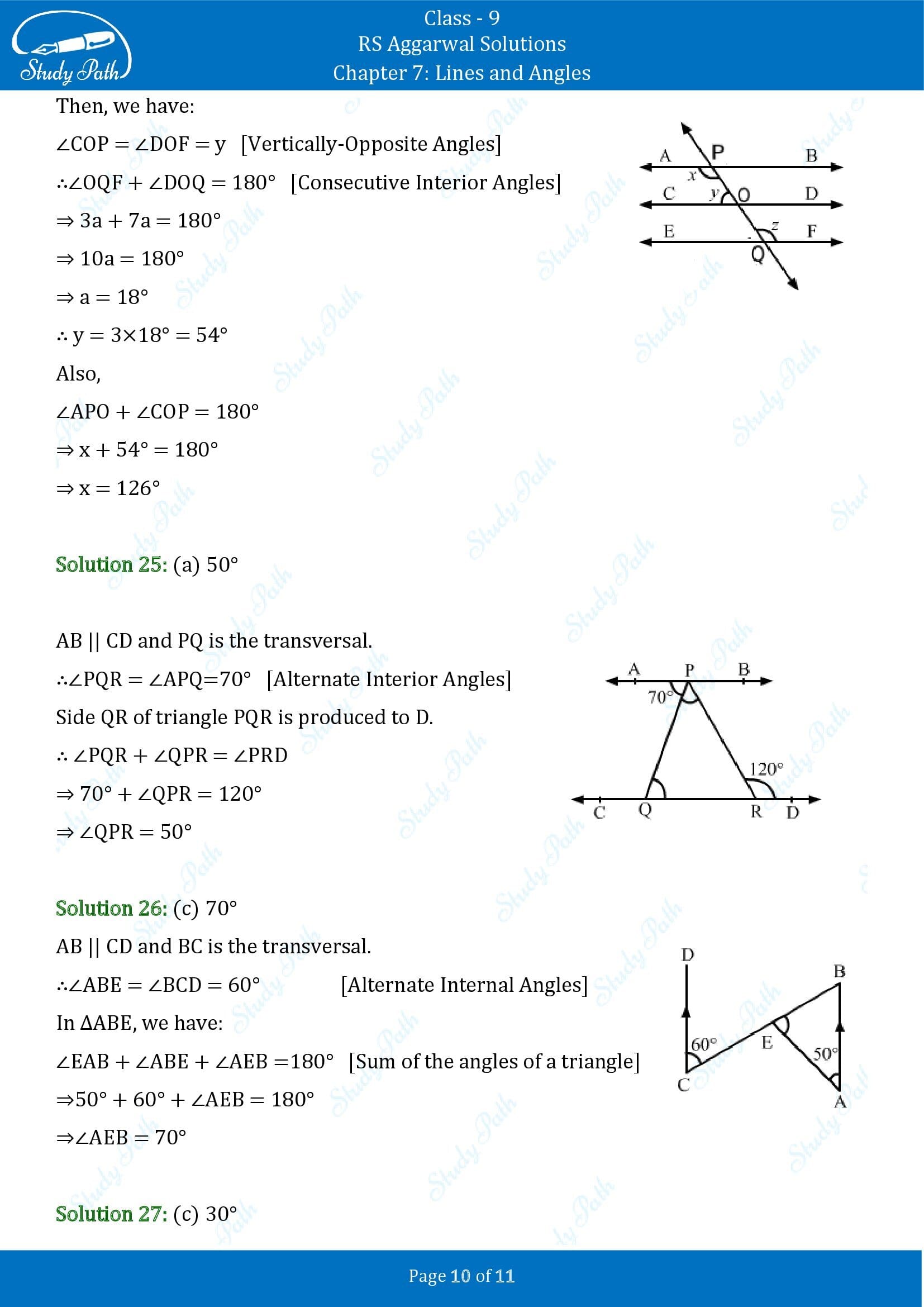 RS Aggarwal Solutions Class 9 Chapter 7 Lines and Angles Multiple Choice Questions MCQs 00010
