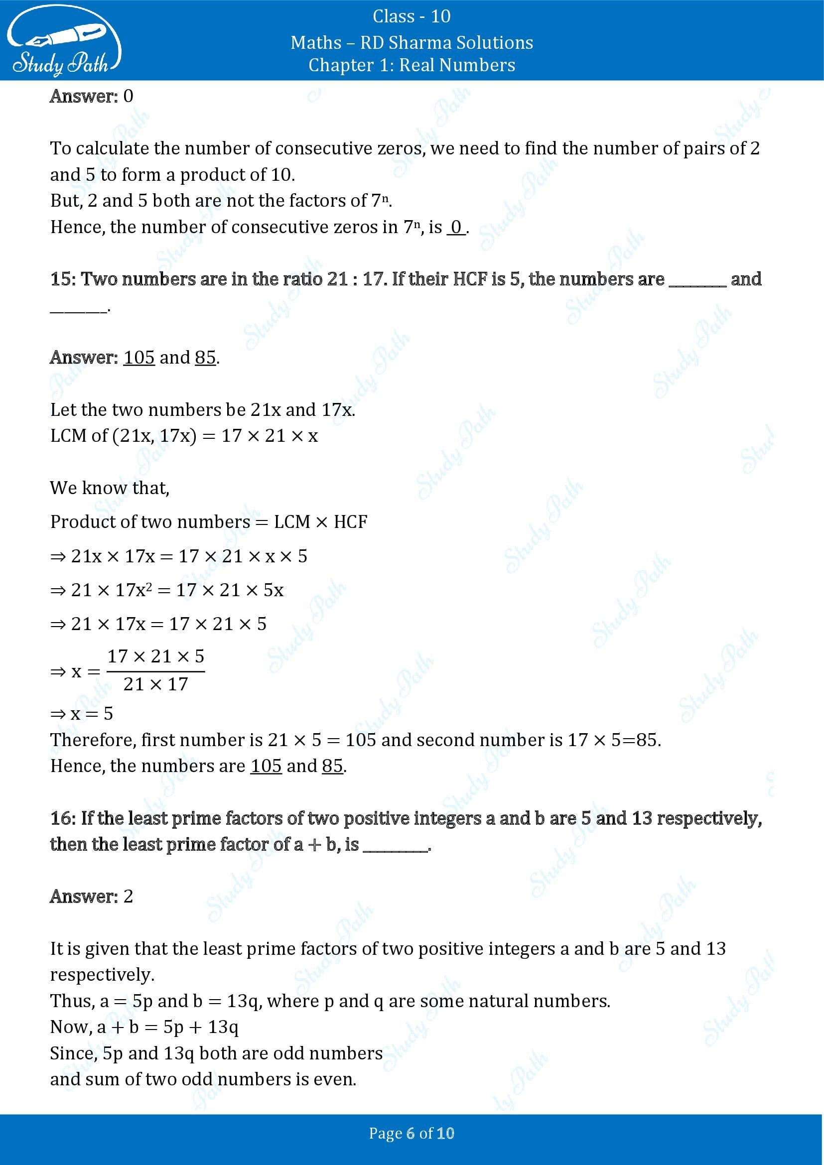 RD Sharma Solutions Class 10 Chapter 1 Real Numbers Fill in the Blank Type Questions FBQs 00006