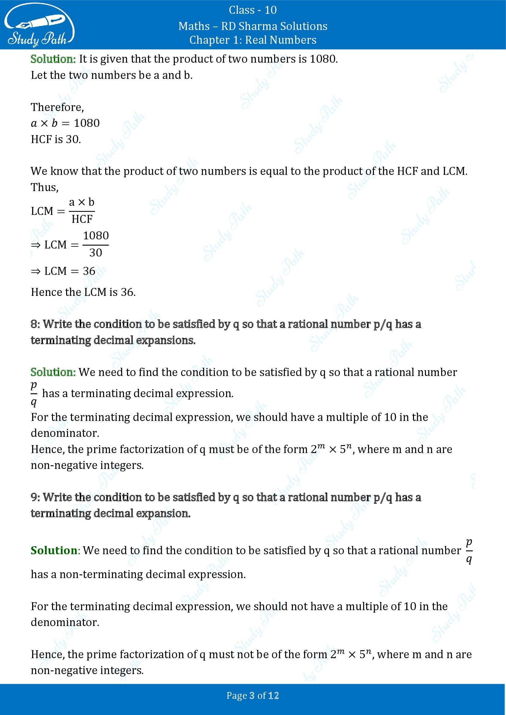 RD Sharma Solutions Class 10 Chapter 1 Real Numbers Very Short Answer Type Questions VSAQs 00003