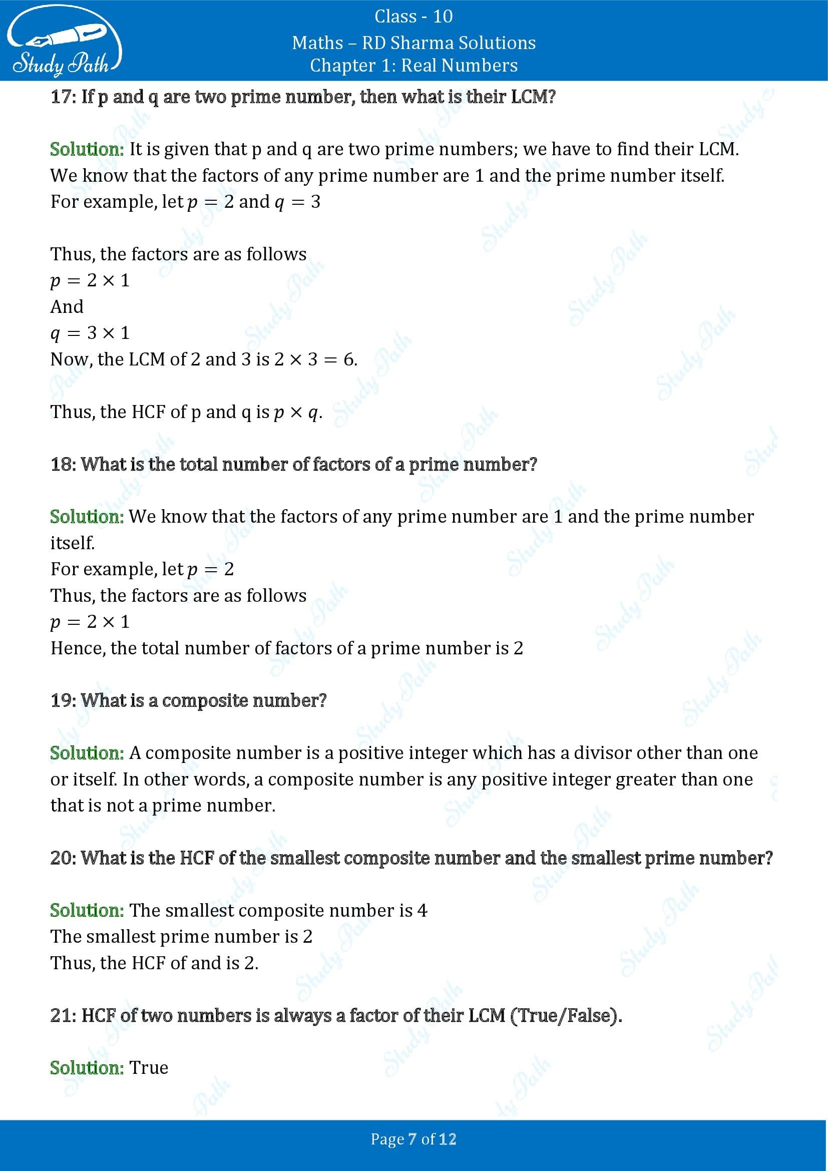 RD Sharma Solutions Class 10 Chapter 1 Real Numbers Very Short Answer Type Questions VSAQs 00007
