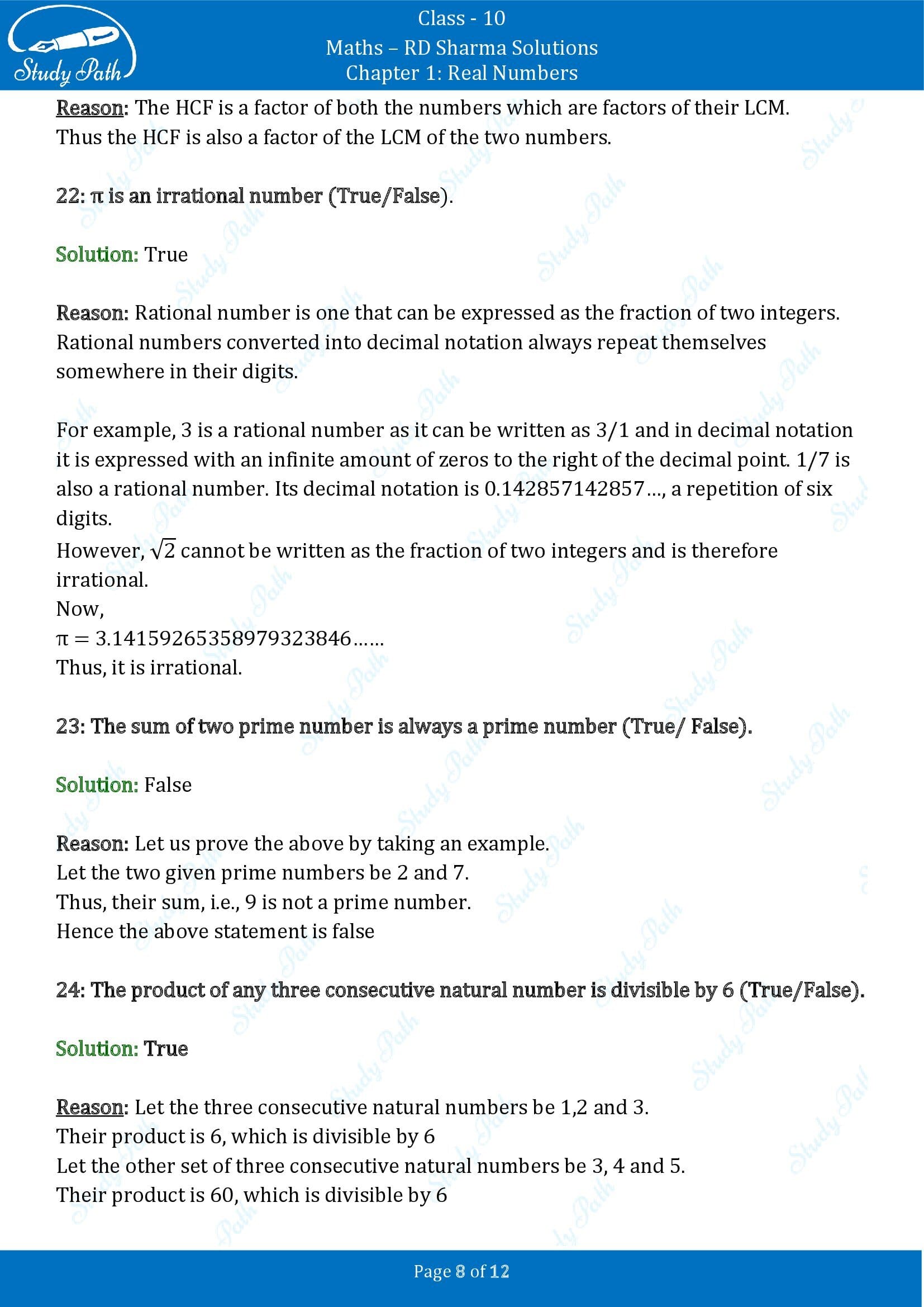 RD Sharma Solutions Class 10 Chapter 1 Real Numbers Very Short Answer Type Questions VSAQs 00008