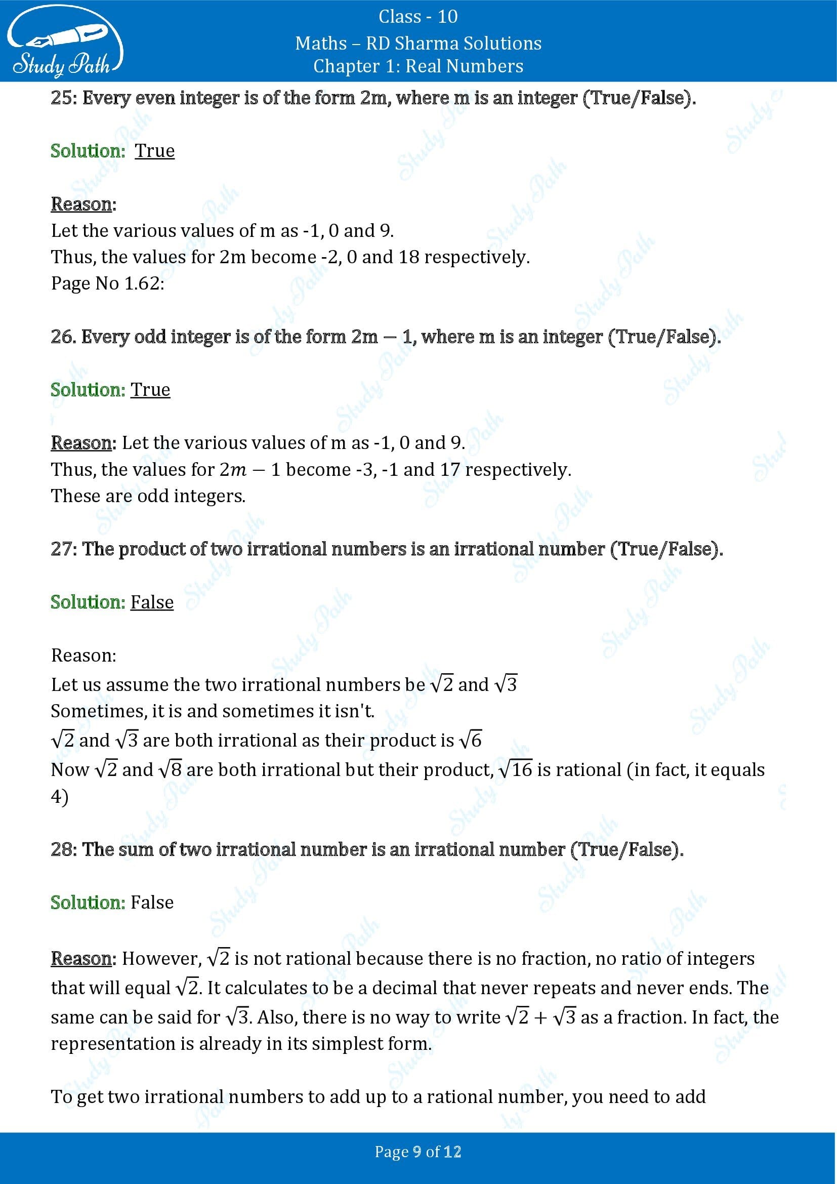 RD Sharma Solutions Class 10 Chapter 1 Real Numbers Very Short Answer Type Questions VSAQs 00009