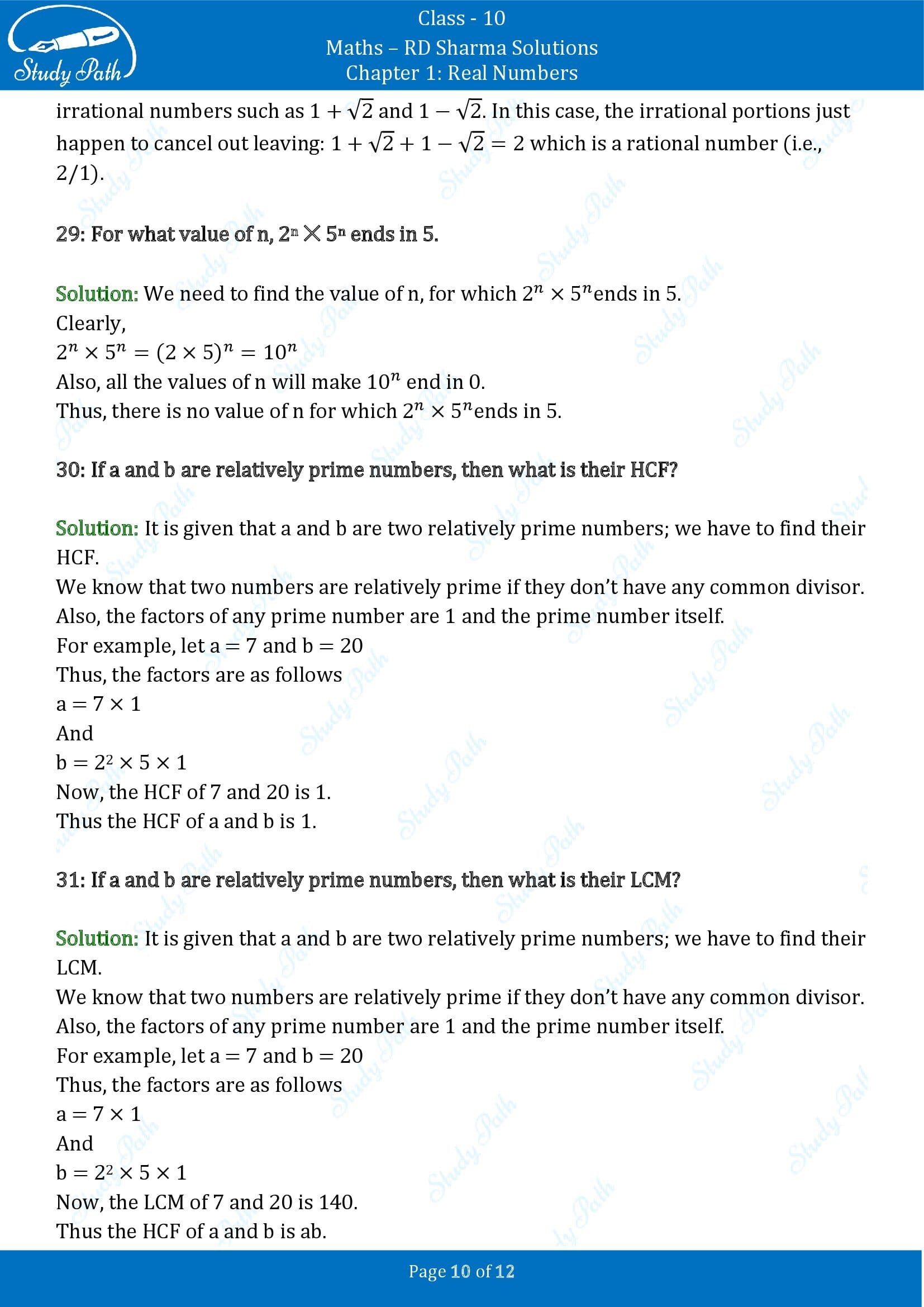 RD Sharma Solutions Class 10 Chapter 1 Real Numbers Very Short Answer Type Questions VSAQs 00010