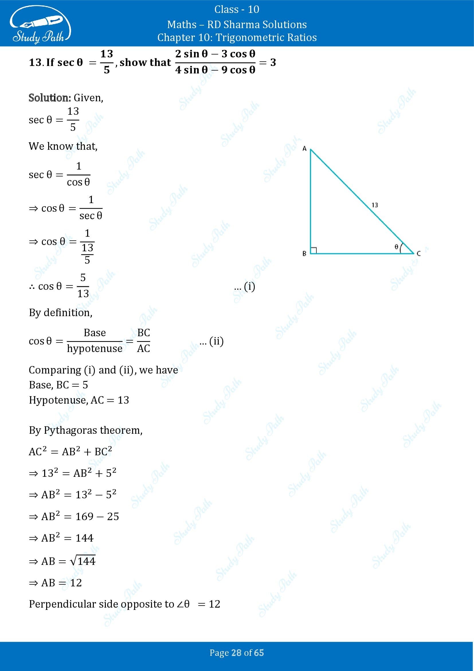 RD Sharma Solutions Class 10 Chapter 10 Trigonometric Ratios Exercise 10.1 00028