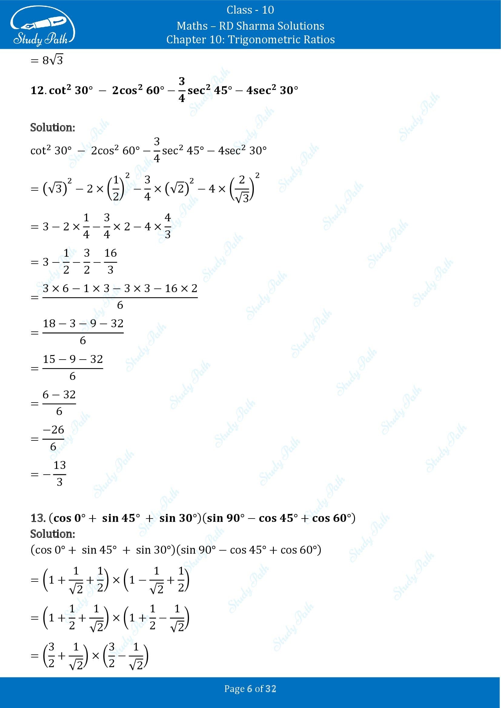 RD Sharma Solutions Class 10 Chapter 10 Trigonometric Ratios Exercise 10.2 00006