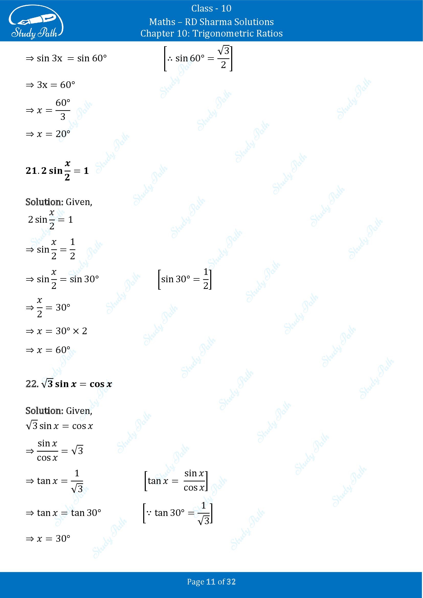 RD Sharma Solutions Class 10 Chapter 10 Trigonometric Ratios Exercise 10.2 00011