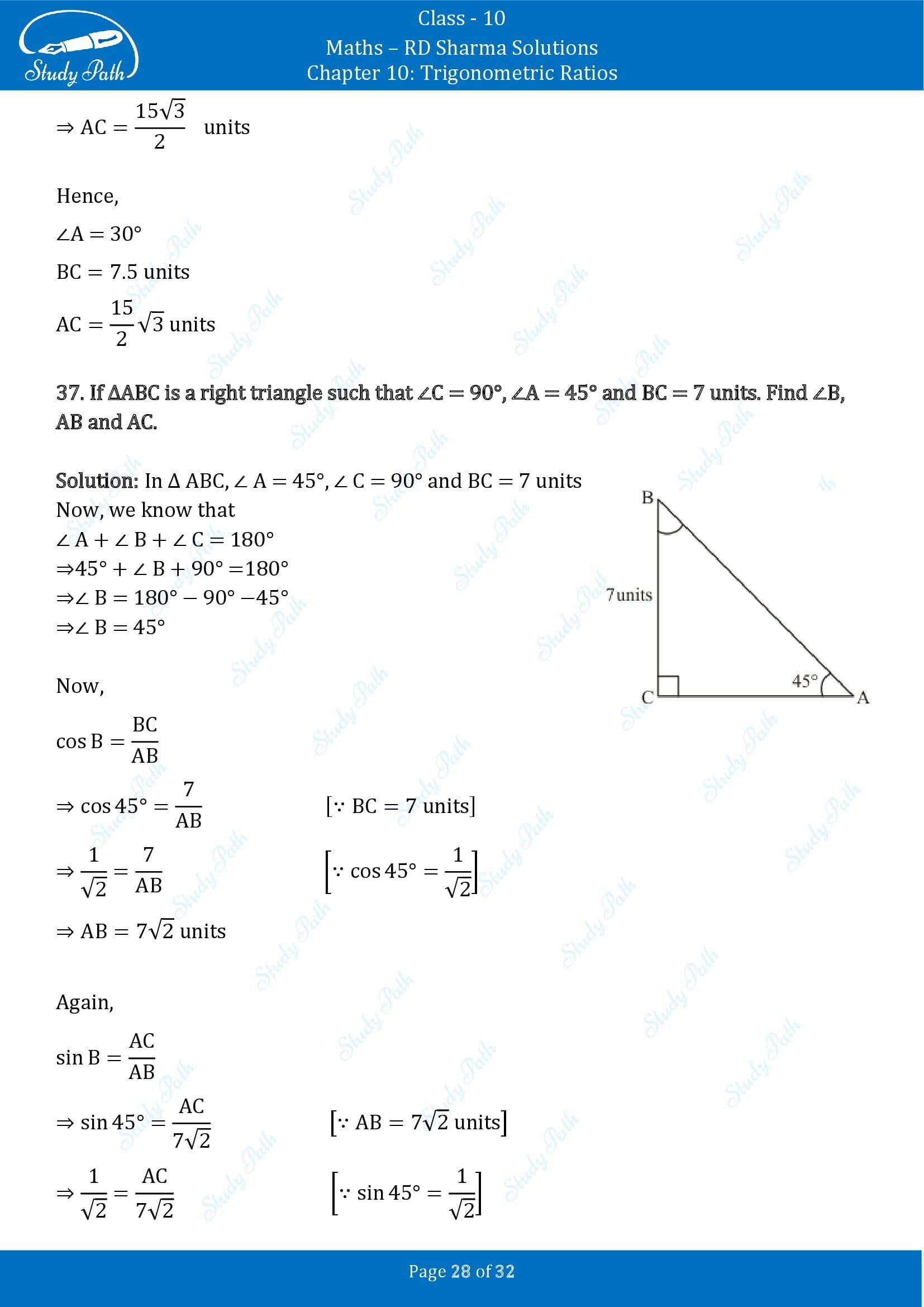 RD Sharma Solutions Class 10 Chapter 10 Trigonometric Ratios Exercise 10.2 00028
