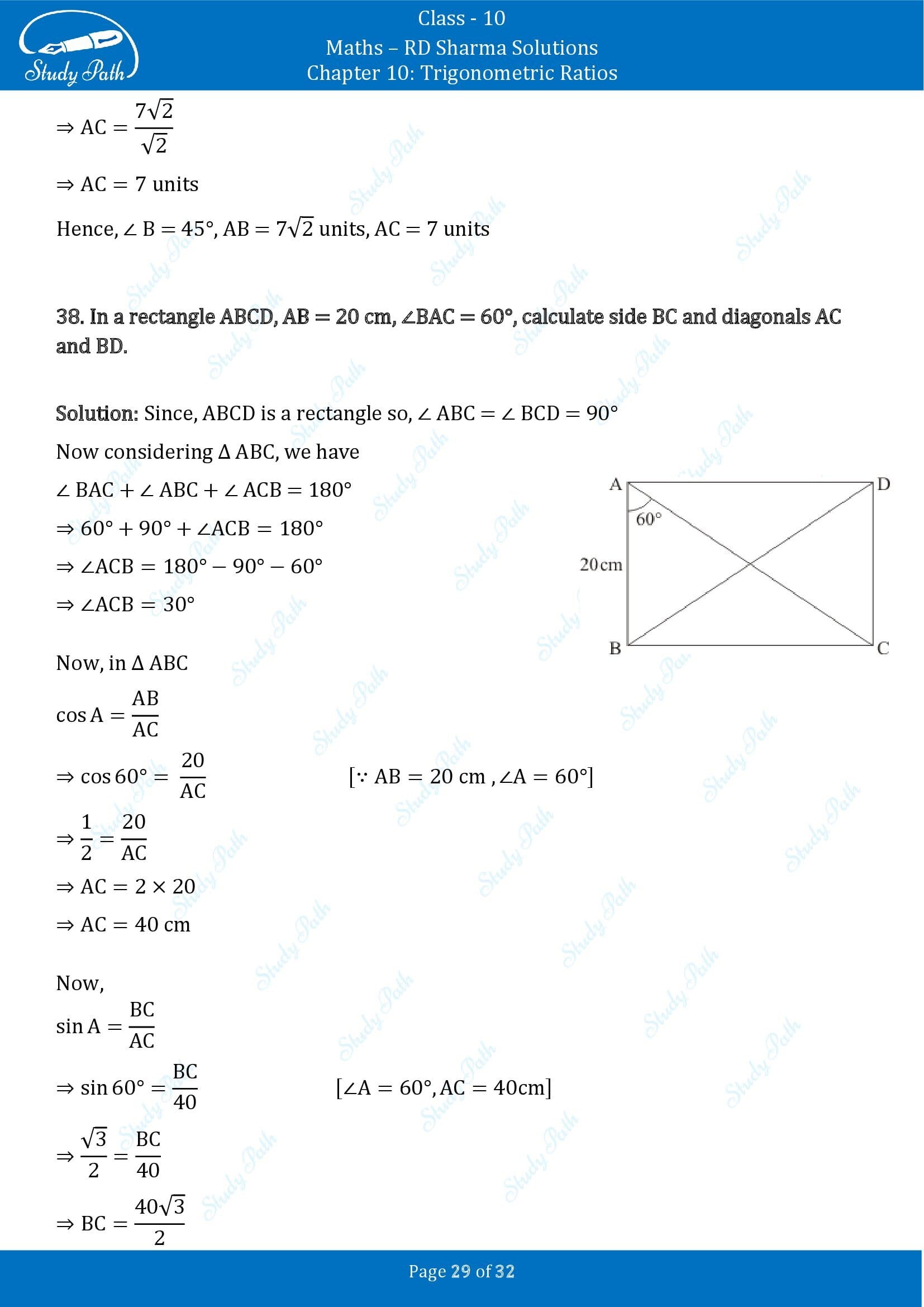 RD Sharma Solutions Class 10 Chapter 10 Trigonometric Ratios Exercise 10.2 00029