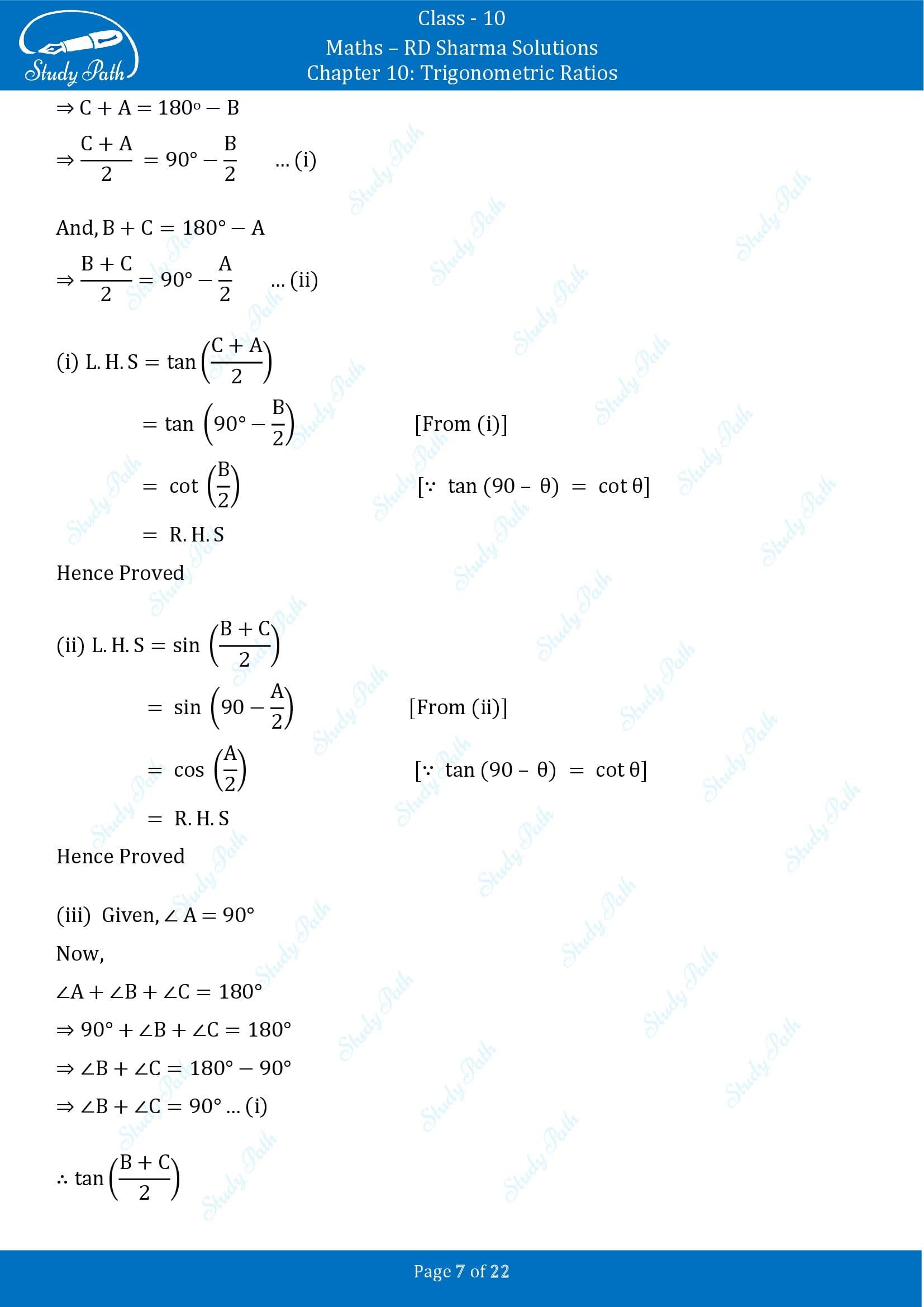 RD Sharma Solutions Class 10 Chapter 10 Trigonometric Ratios Exercise 10.3 00007