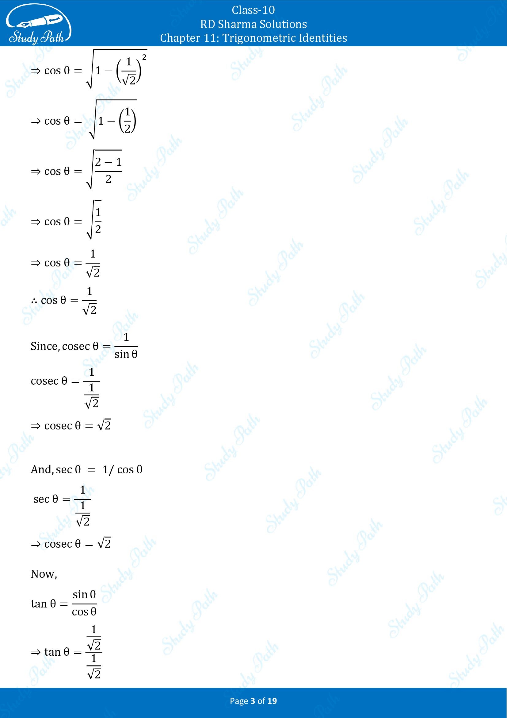 RD Sharma Solutions Class 10 Chapter 11 Trigonometric Identities Exercise 11.2 00003