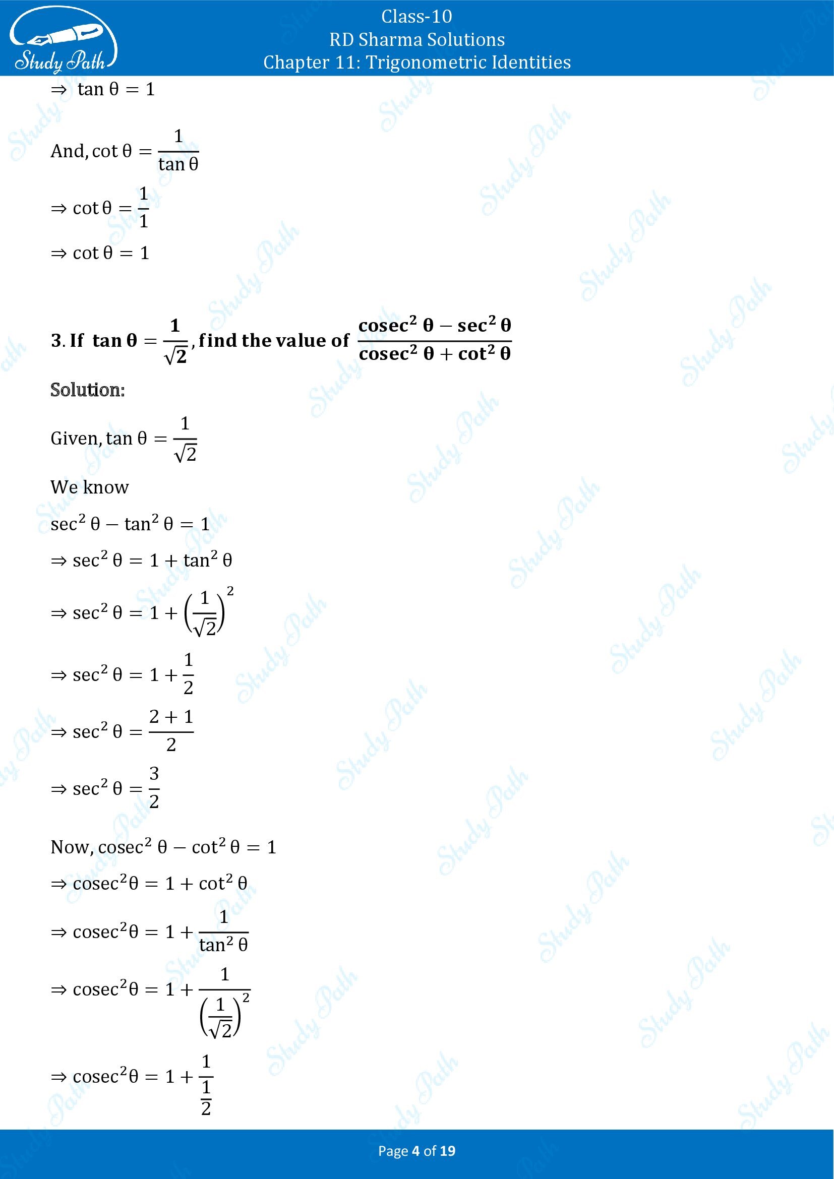 RD Sharma Solutions Class 10 Chapter 11 Trigonometric Identities Exercise 11.2 00004
