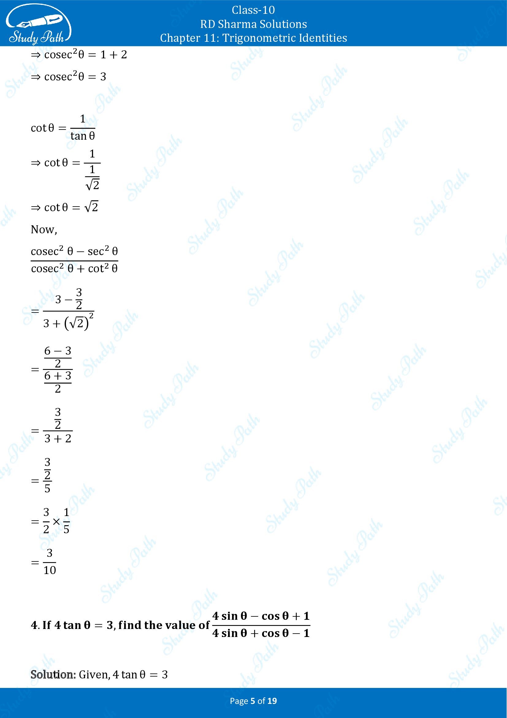 RD Sharma Solutions Class 10 Chapter 11 Trigonometric Identities Exercise 11.2 00005