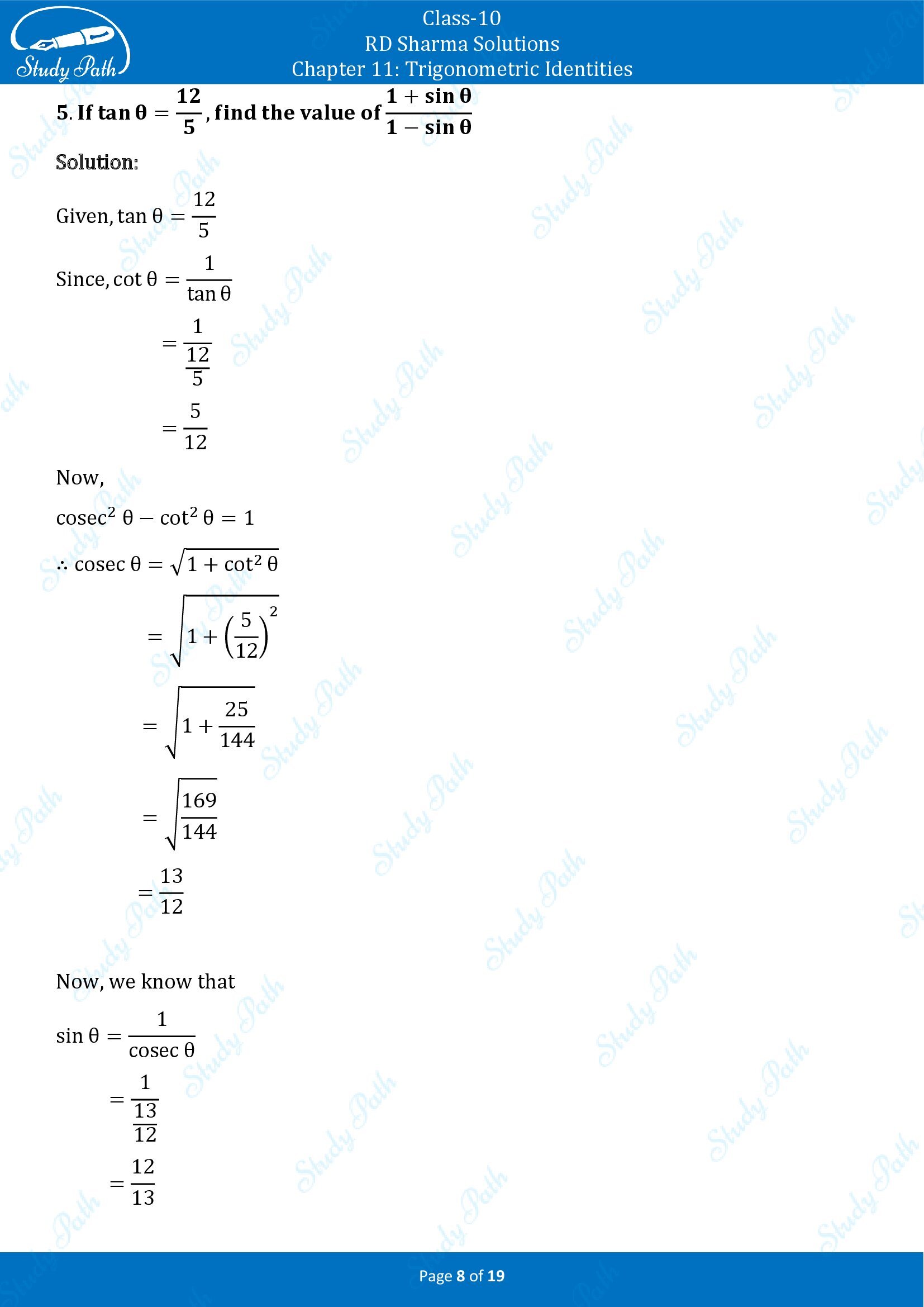 RD Sharma Solutions Class 10 Chapter 11 Trigonometric Identities Exercise 11.2 00008