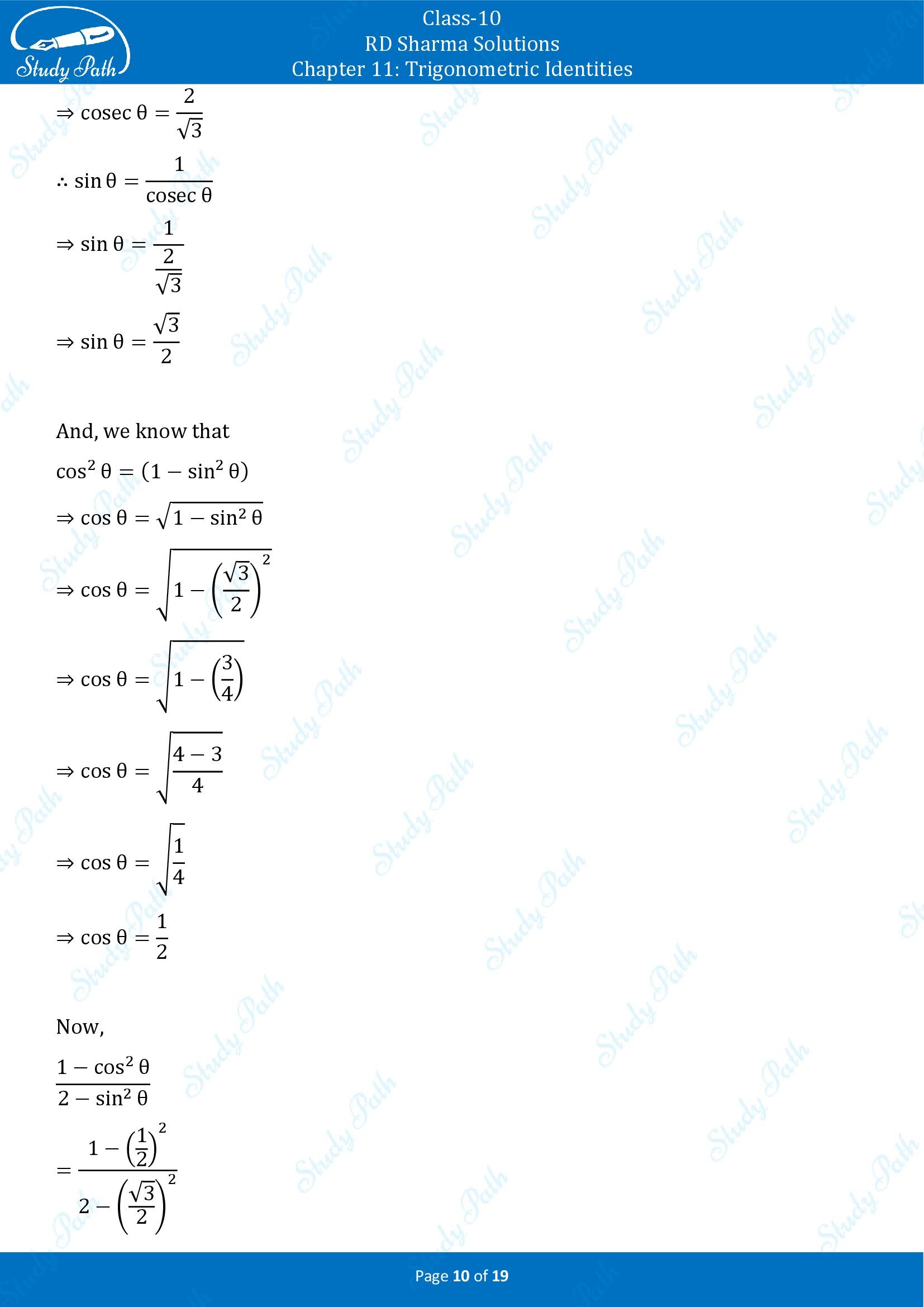RD Sharma Solutions Class 10 Chapter 11 Trigonometric Identities Exercise 11.2 00010