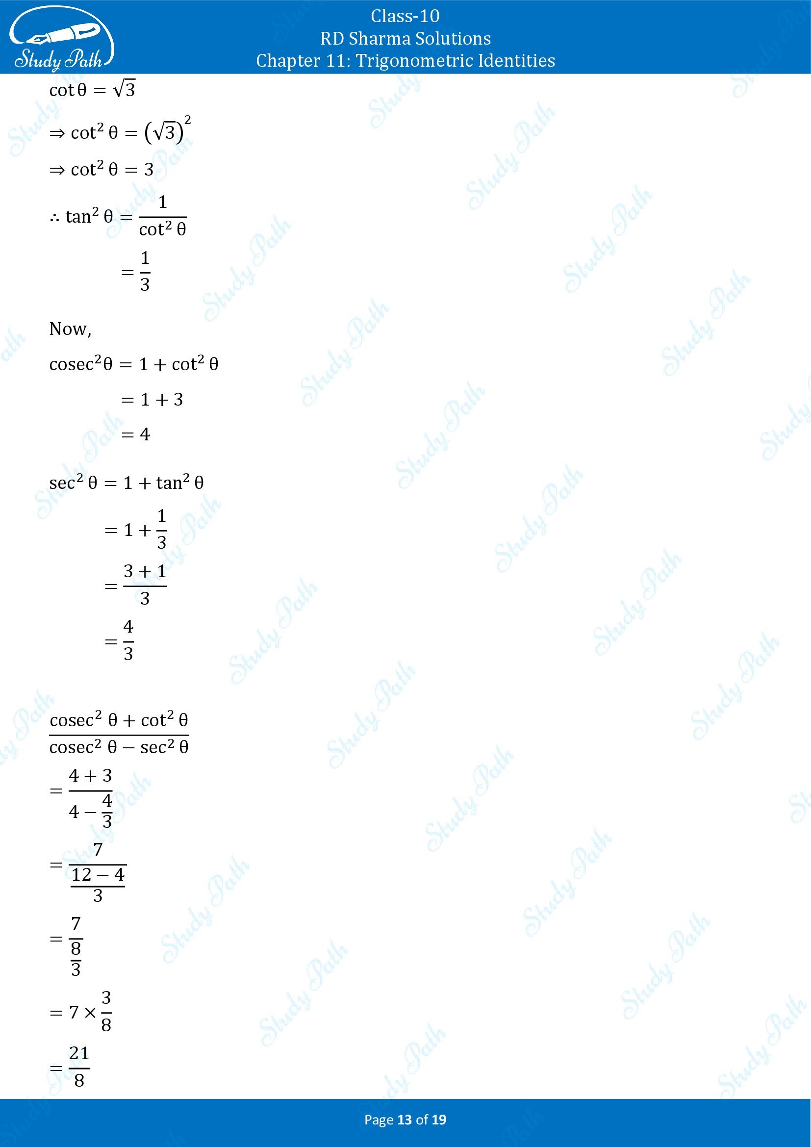RD Sharma Solutions Class 10 Chapter 11 Trigonometric Identities Exercise 11.2 00013