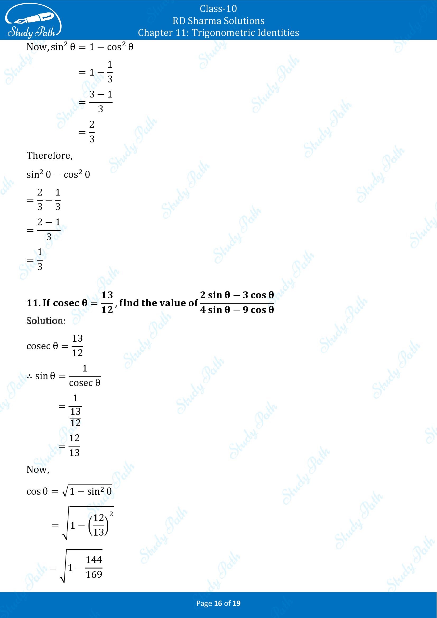 RD Sharma Solutions Class 10 Chapter 11 Trigonometric Identities Exercise 11.2 00016