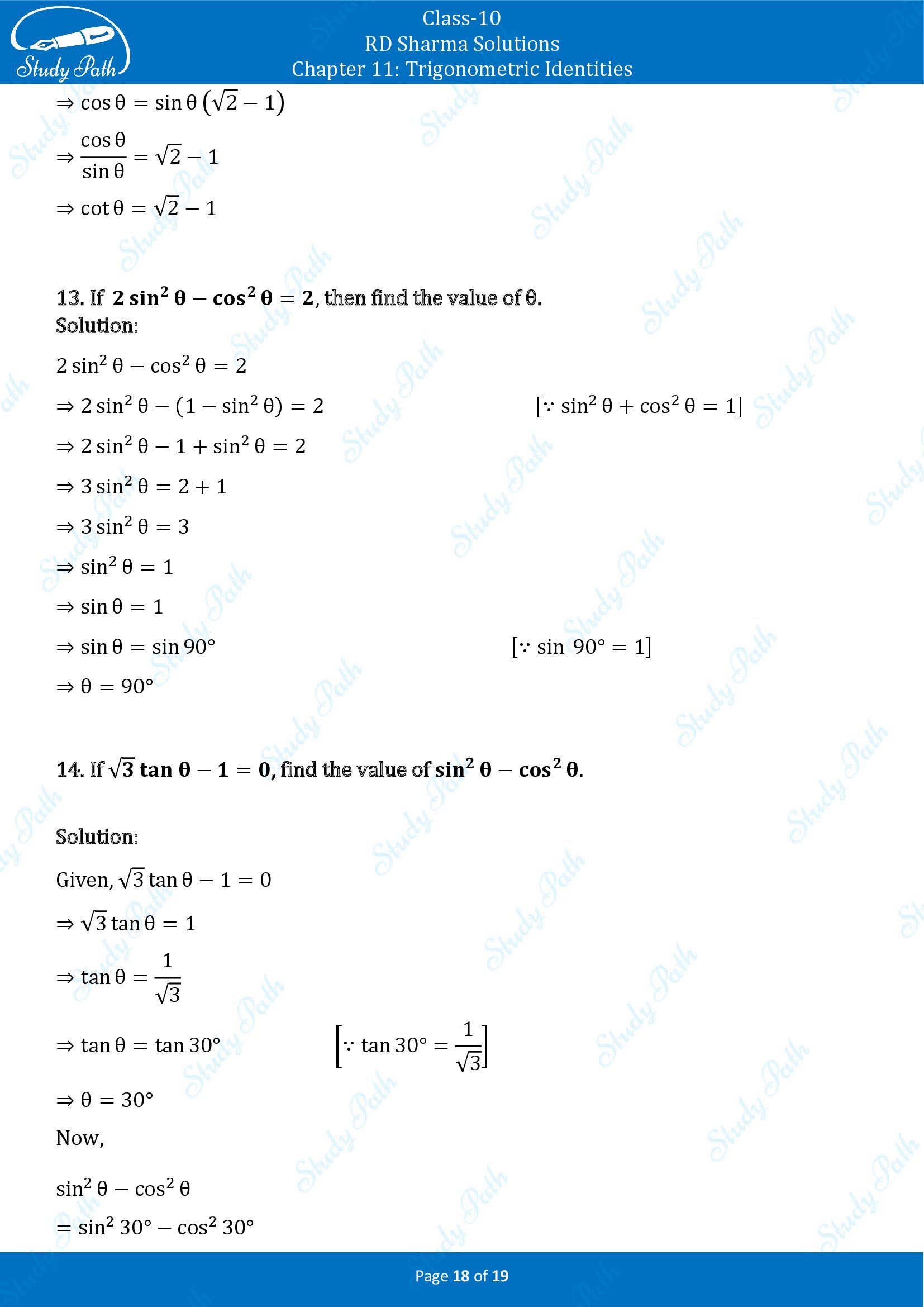 RD Sharma Solutions Class 10 Chapter 11 Trigonometric Identities Exercise 11.2 00018