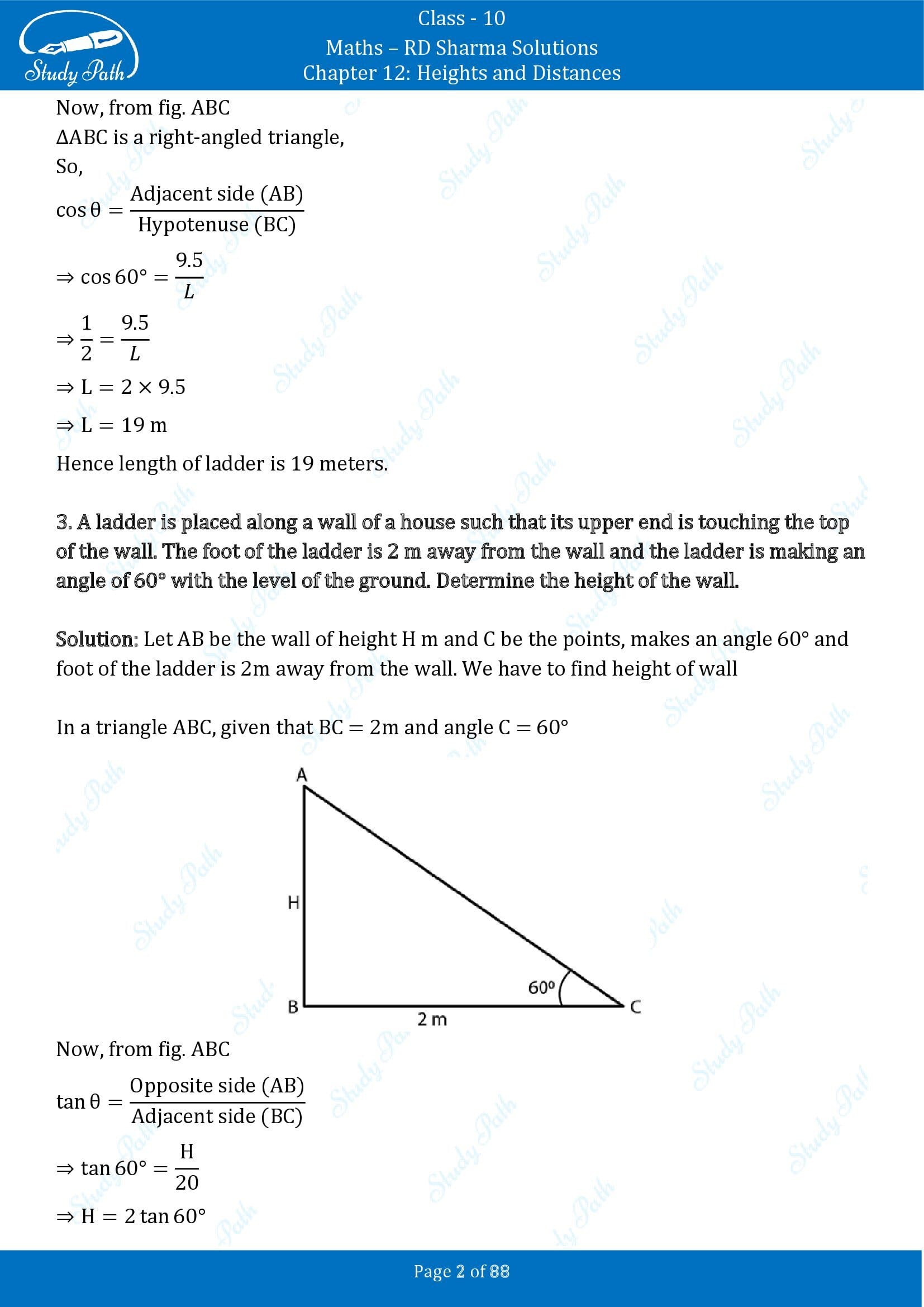 RD Sharma Solutions Class 10 Chapter 12 Heights and Distances Exercise 12.1 00002