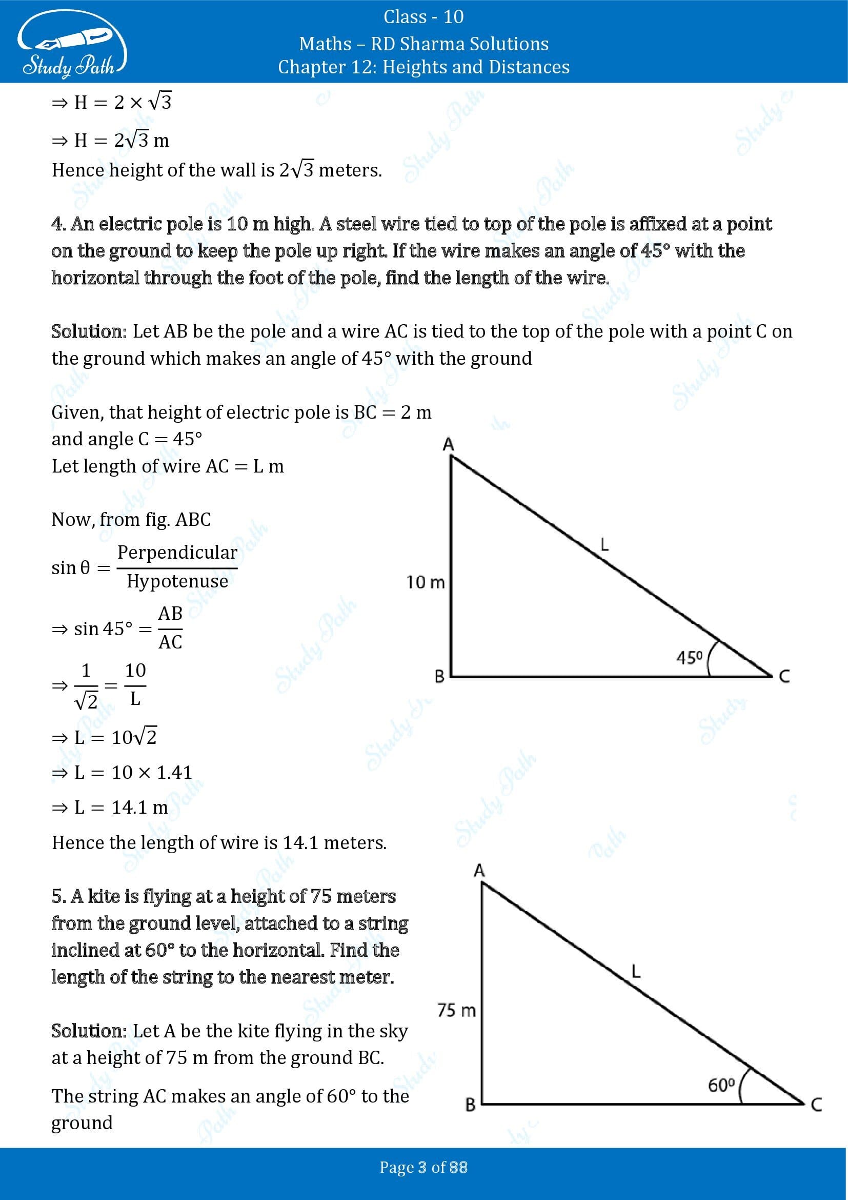 RD Sharma Solutions Class 10 Chapter 12 Heights and Distances Exercise 12.1 00003