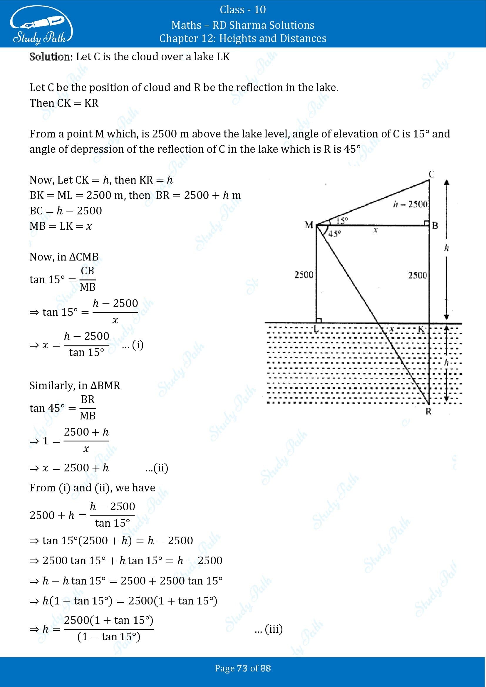 RD Sharma Solutions Class 10 Chapter 12 Heights and Distances Exercise 12.1 00073