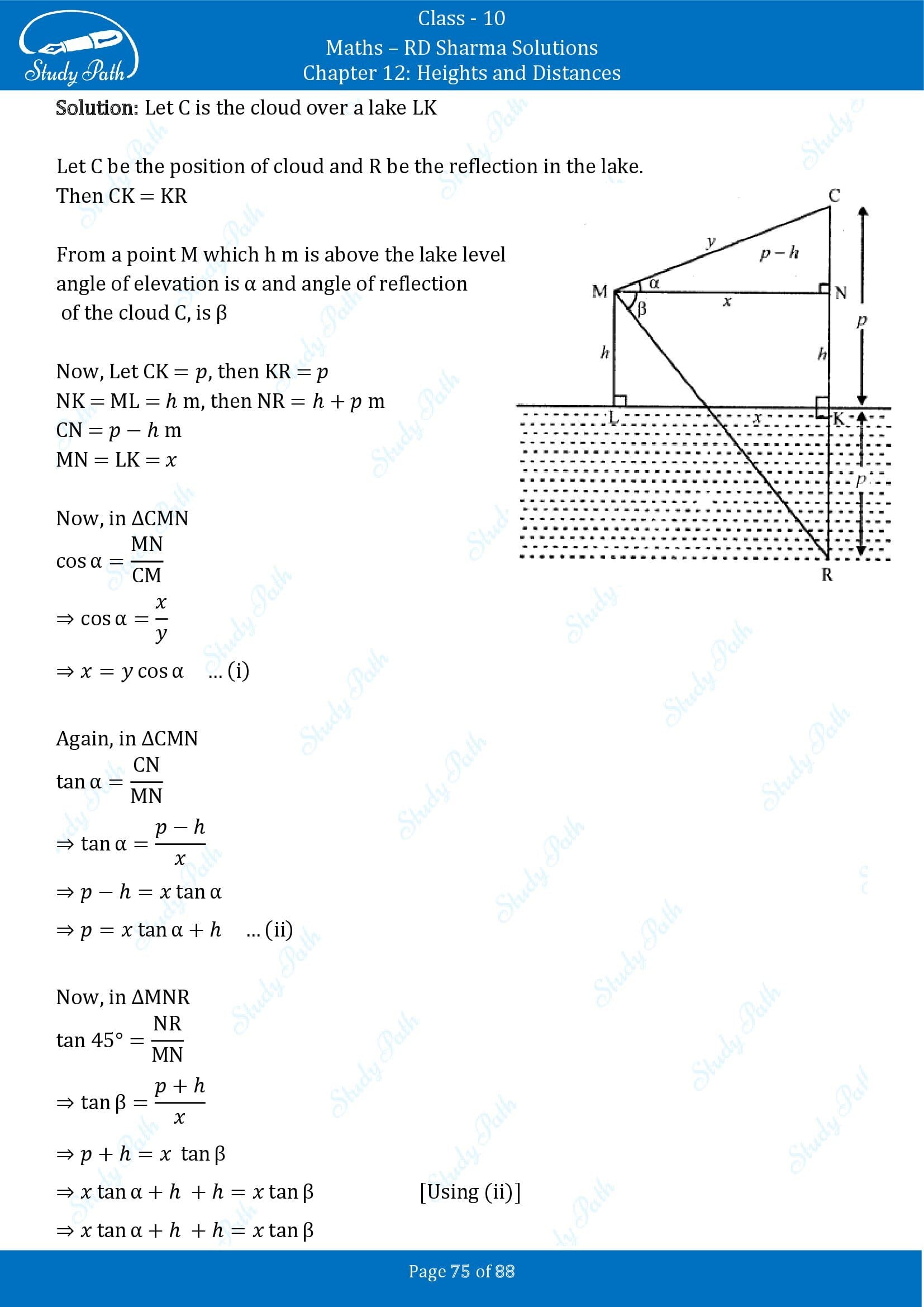 RD Sharma Solutions Class 10 Chapter 12 Heights and Distances Exercise 12.1 00075