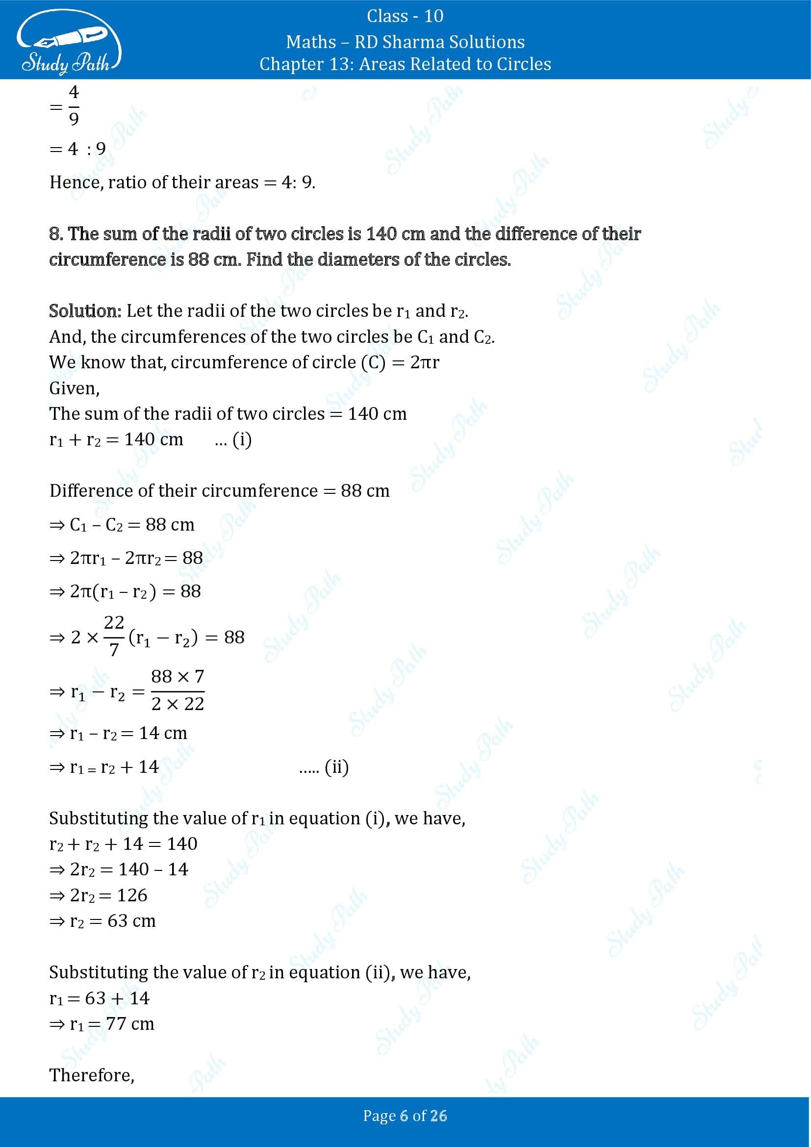 RD Sharma Solutions Class 10 Chapter 13 Areas Related to Circles Exercise 13.1 00006