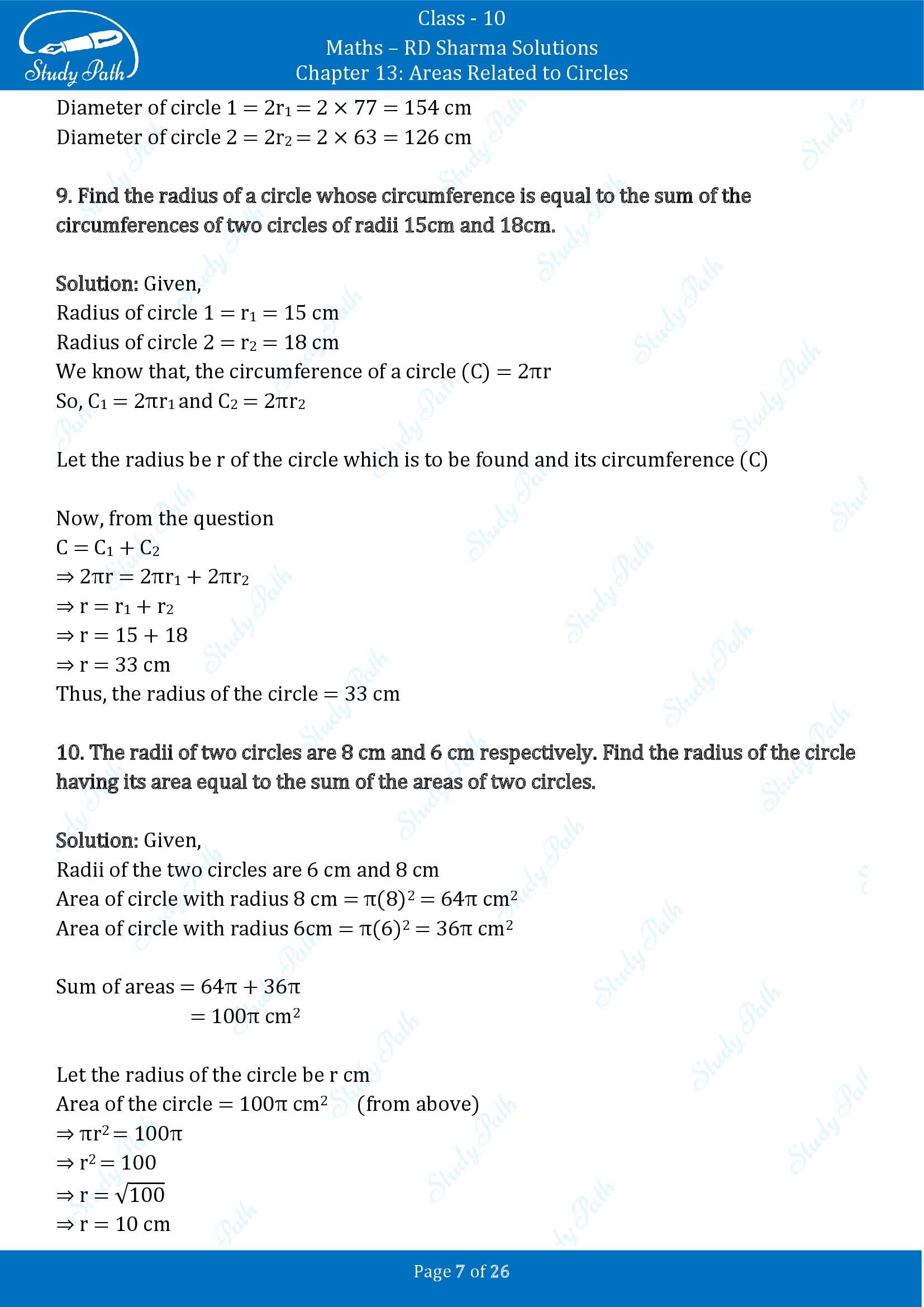 RD Sharma Solutions Class 10 Chapter 13 Areas Related to Circles Exercise 13.1 00007