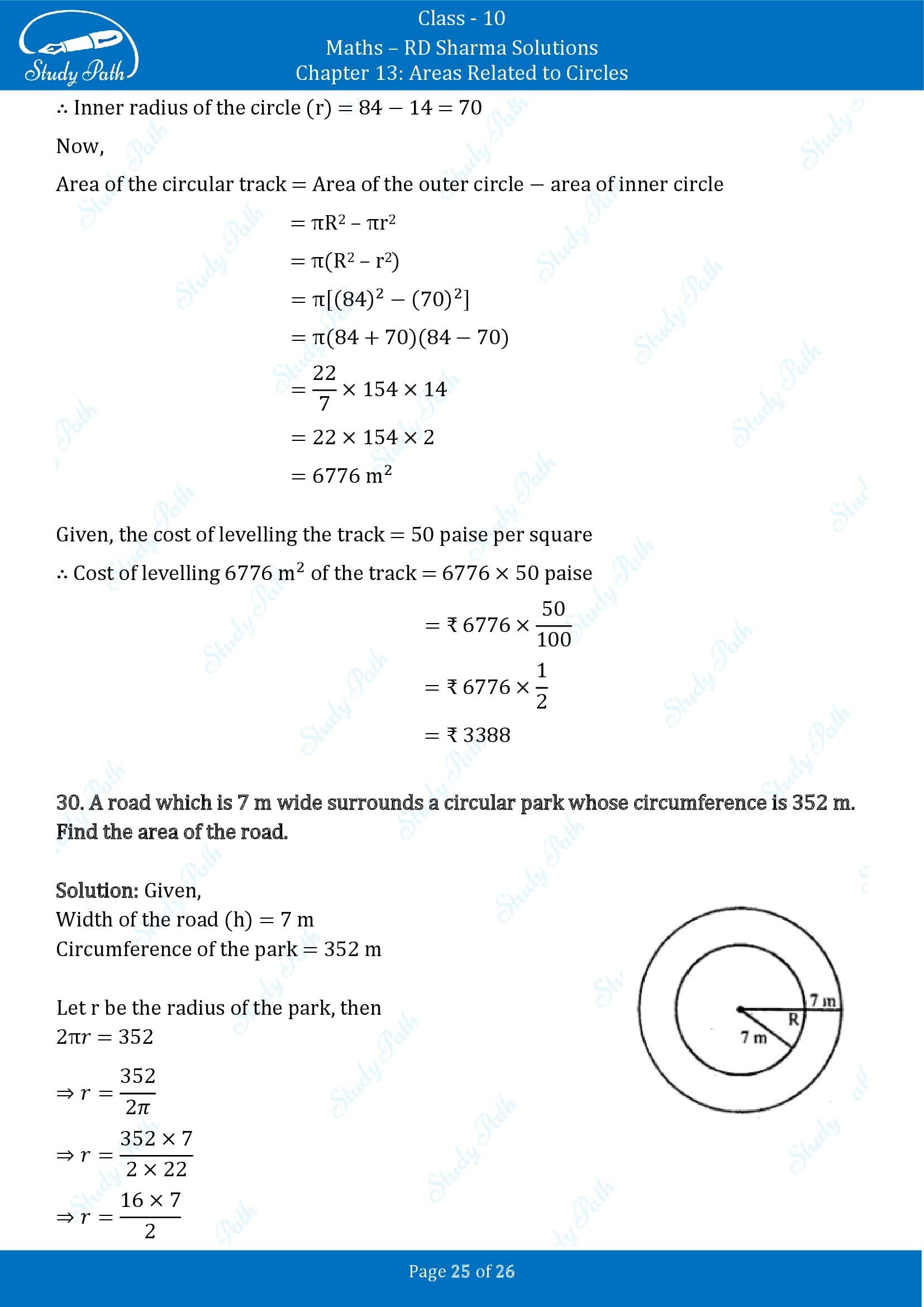 RD Sharma Solutions Class 10 Chapter 13 Areas Related to Circles Exercise 13.1 00025