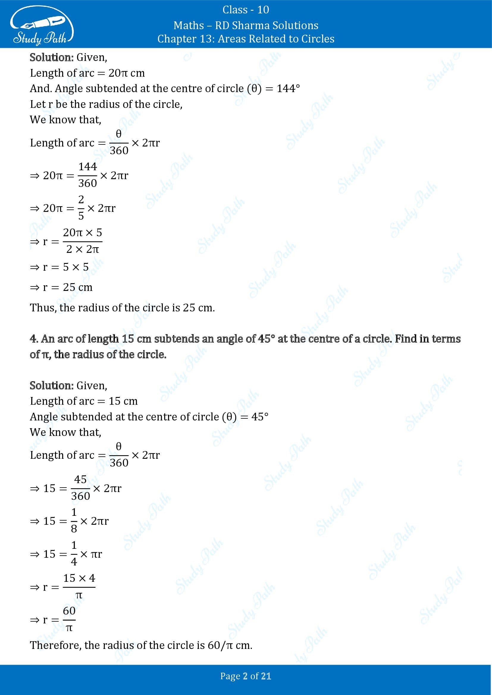 RD Sharma Solutions Class 10 Chapter 13 Areas Related to Circles Exercise 13.2 00002