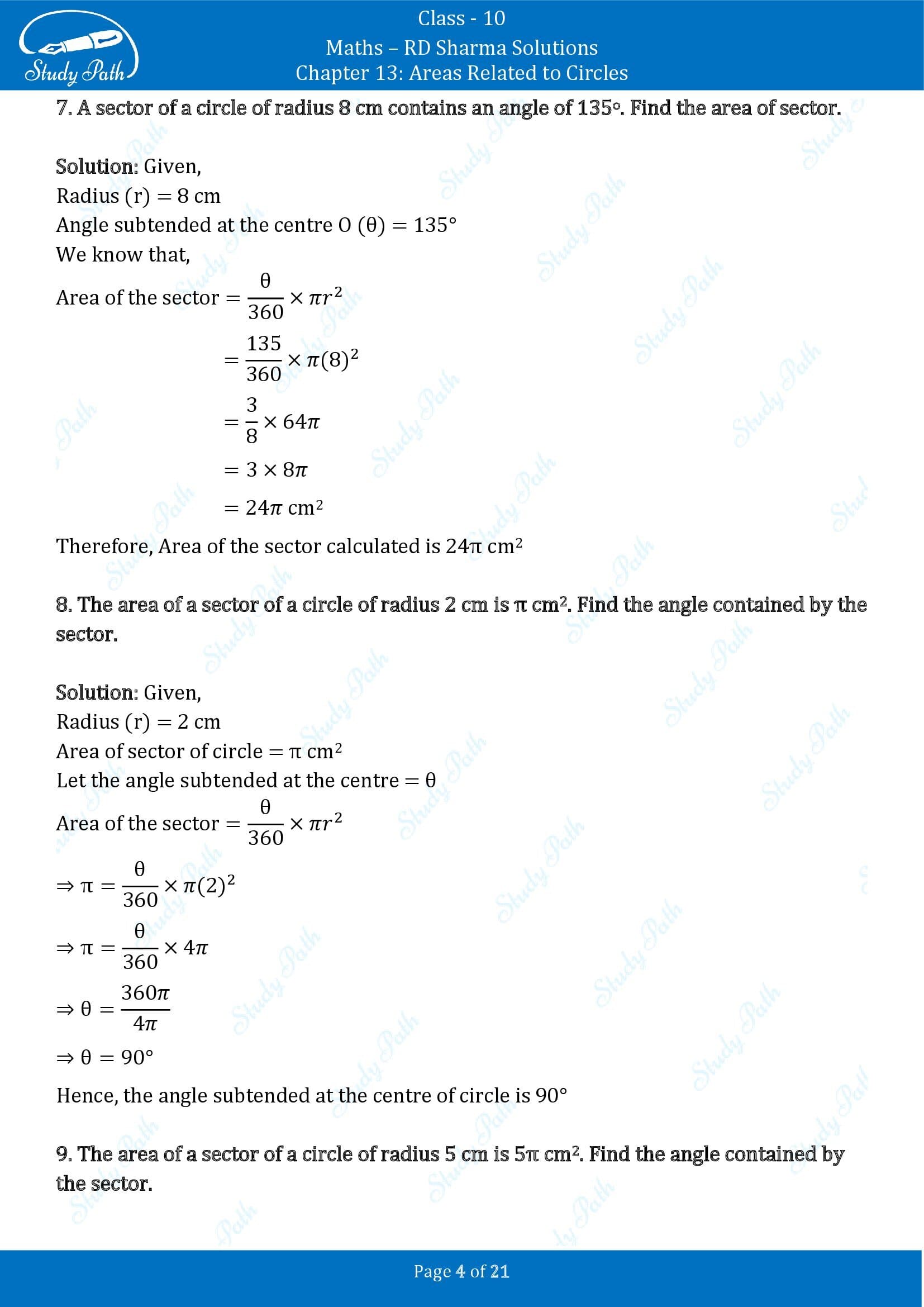 RD Sharma Solutions Class 10 Chapter 13 Areas Related to Circles Exercise 13.2 00004