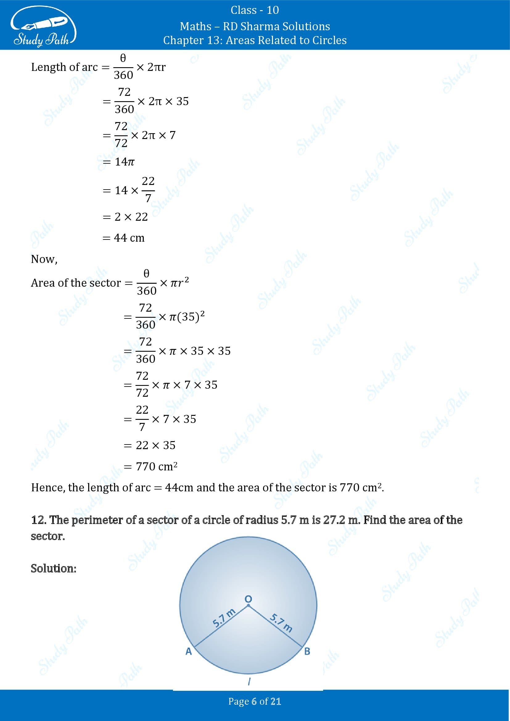 RD Sharma Solutions Class 10 Chapter 13 Areas Related to Circles Exercise 13.2 00006