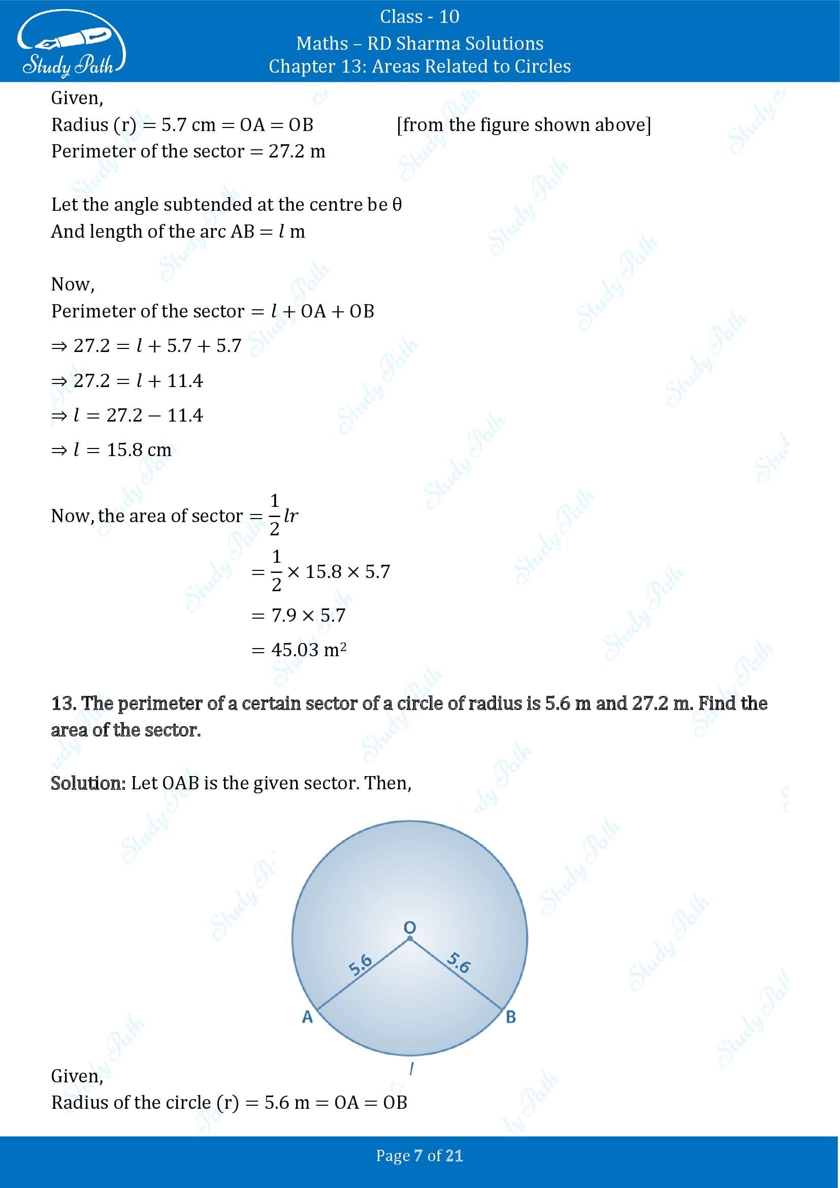 RD Sharma Solutions Class 10 Chapter 13 Areas Related to Circles Exercise 13.2 00007