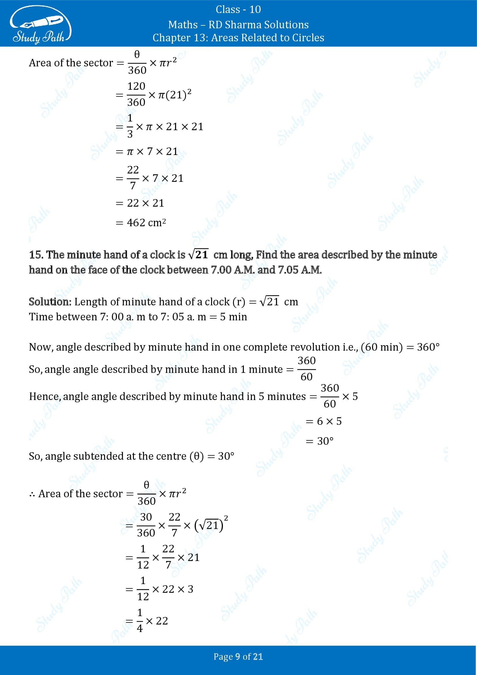 RD Sharma Solutions Class 10 Chapter 13 Areas Related to Circles Exercise 13.2 00009