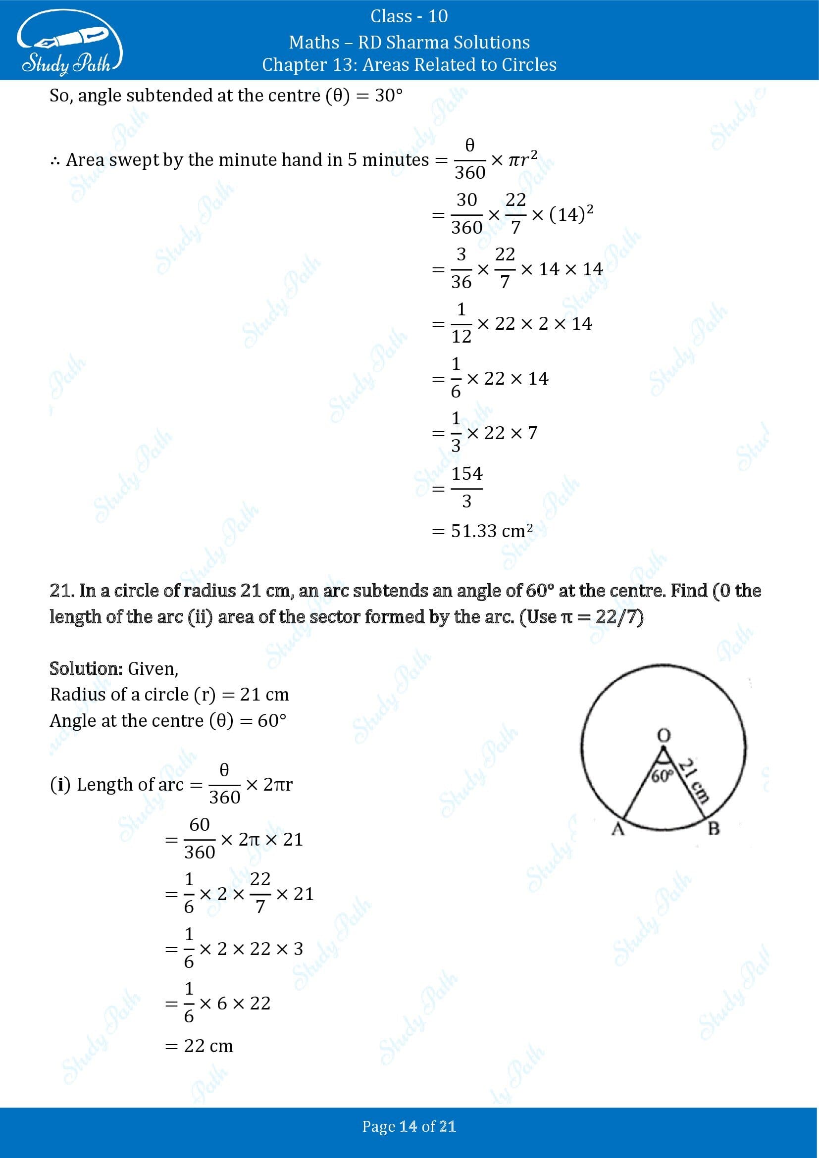 RD Sharma Solutions Class 10 Chapter 13 Areas Related to Circles Exercise 13.2 00014